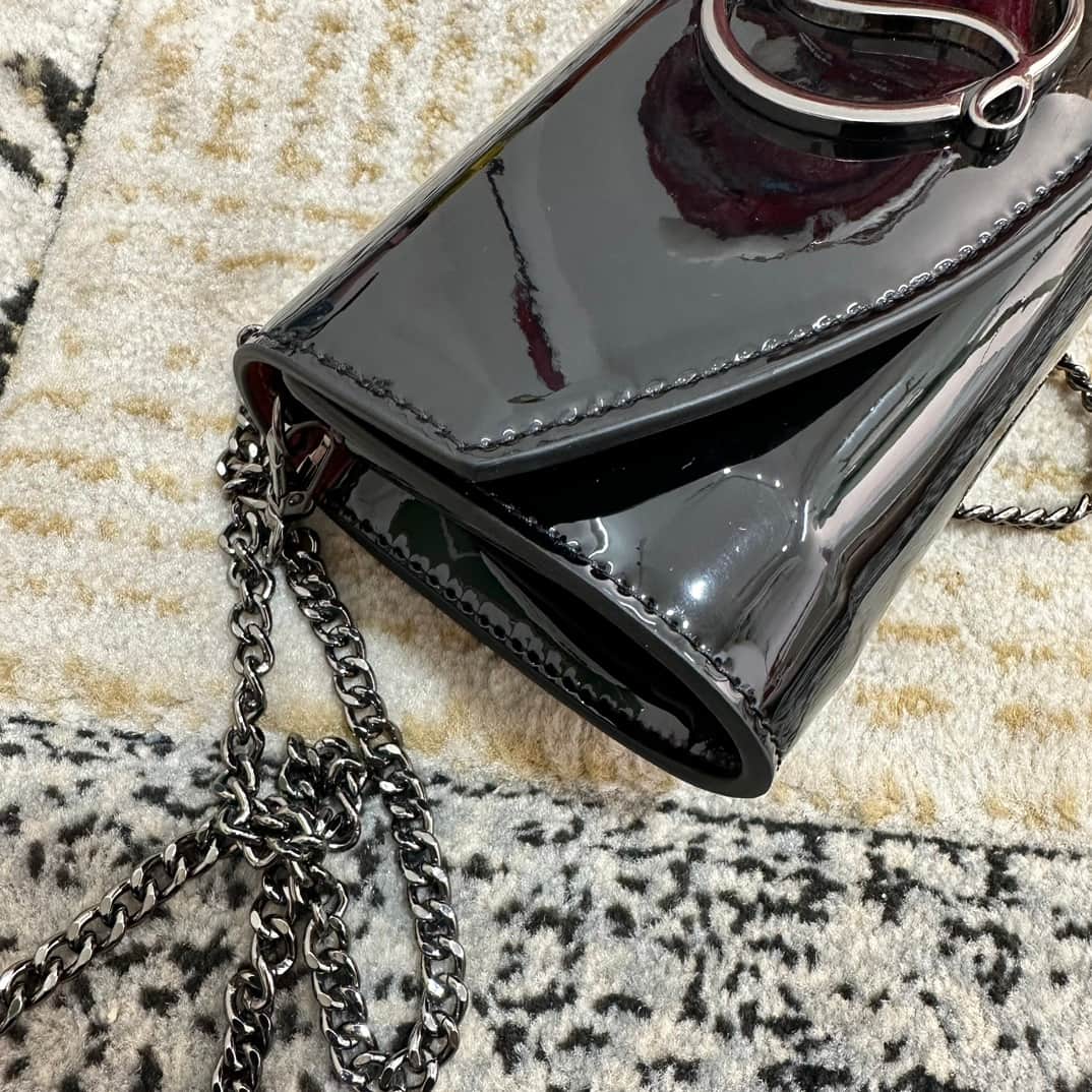 Christian Louboutin Loubi54 patent leather shoulder bag in black High