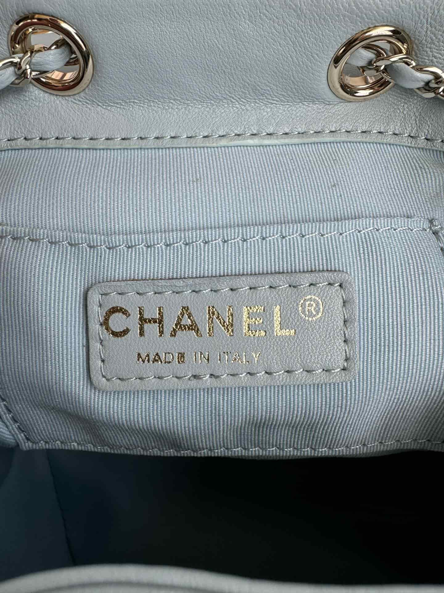 Chanel Small Quilted Duma Backpack Lambskin AS2908 Blue High