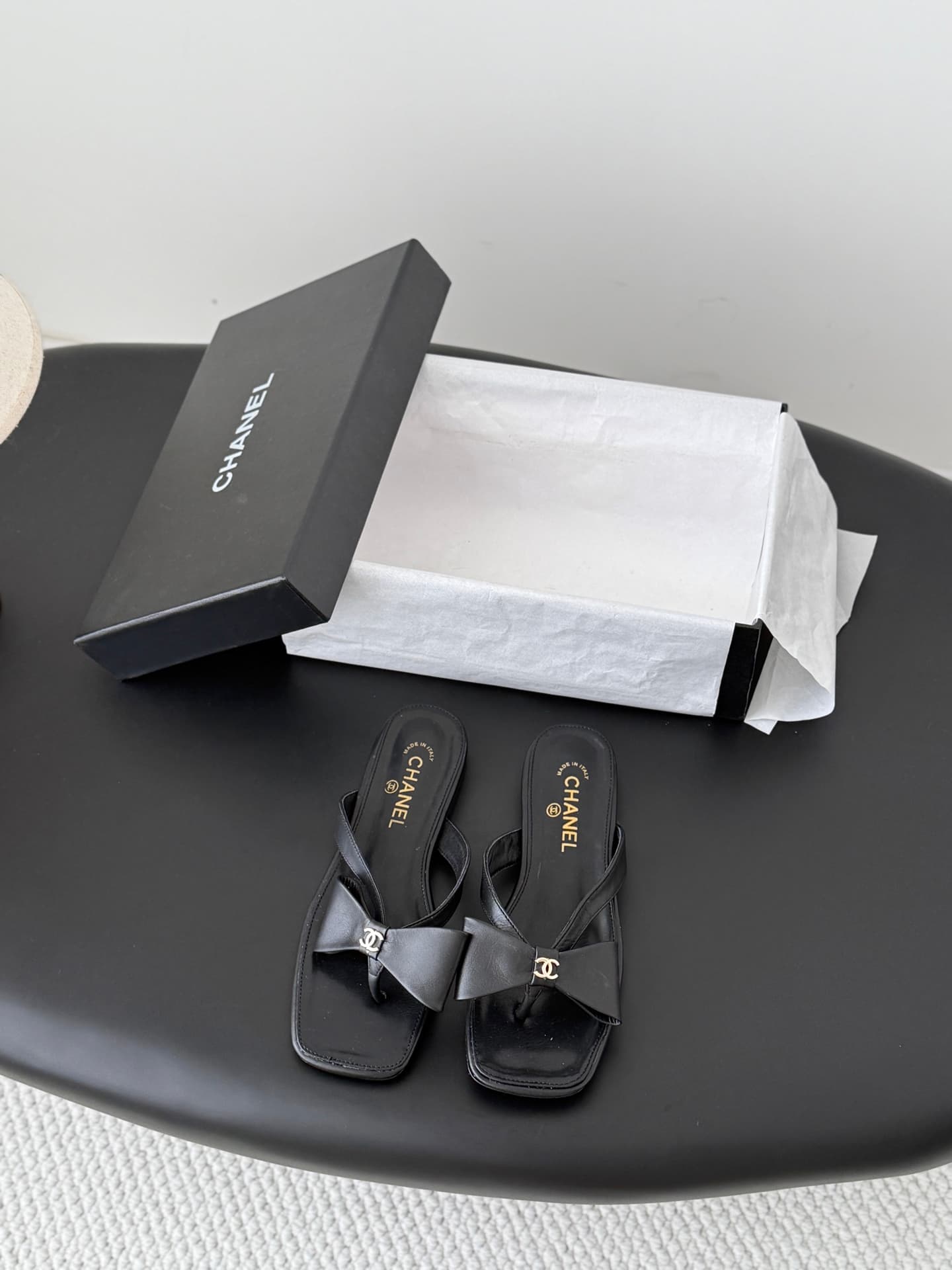 Chanel Bow Accent Sandals Shoes Women