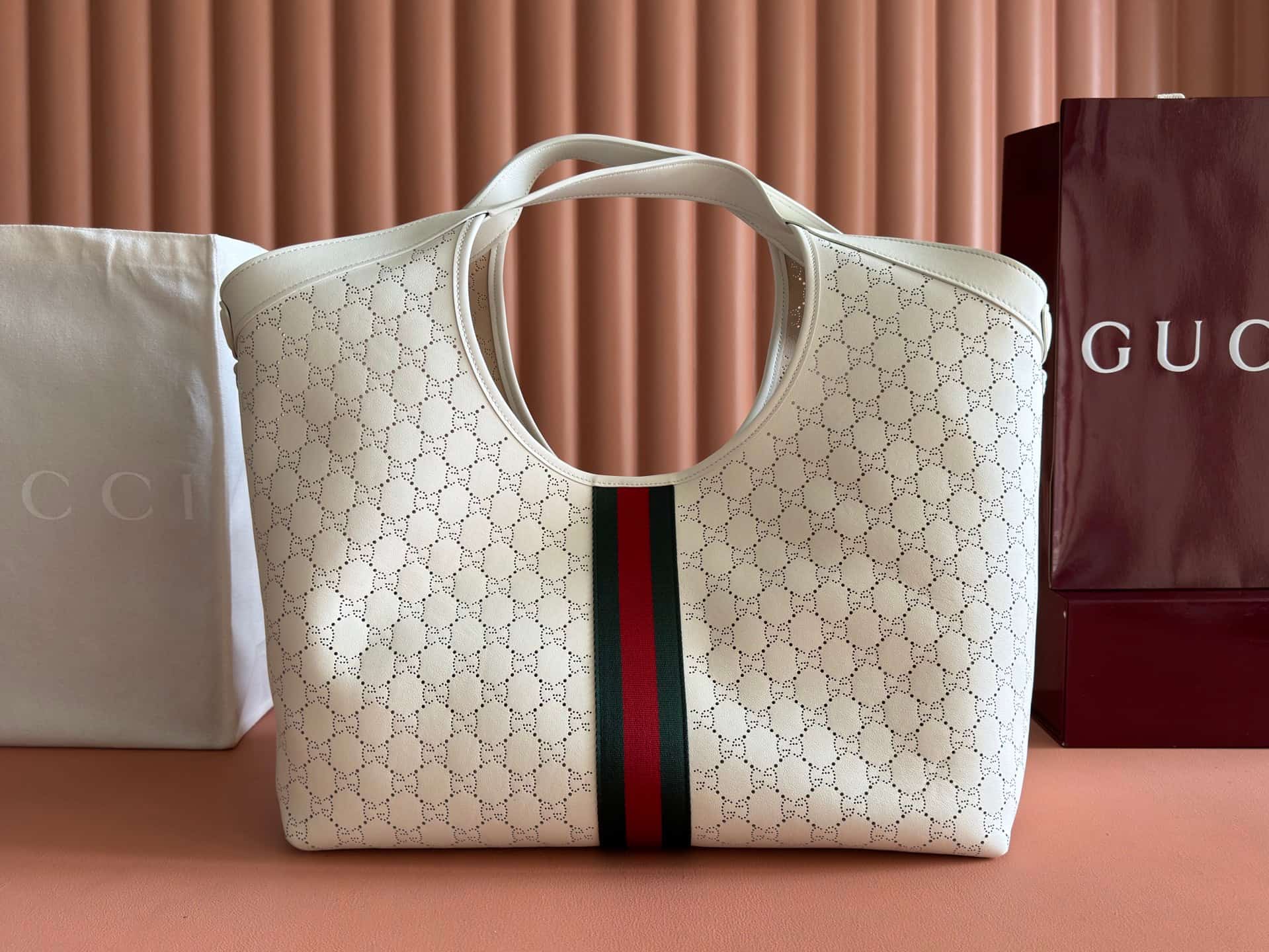 Gucci Giglio large tote bag white GG leather 853971 High