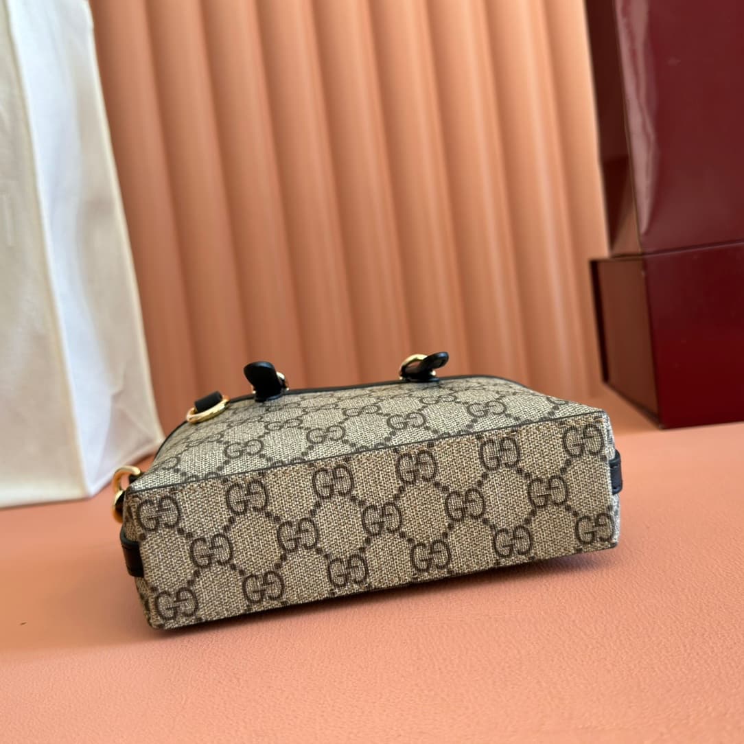 Gucci GG Emblem mini bag beige and Black GG fabric 855491 High