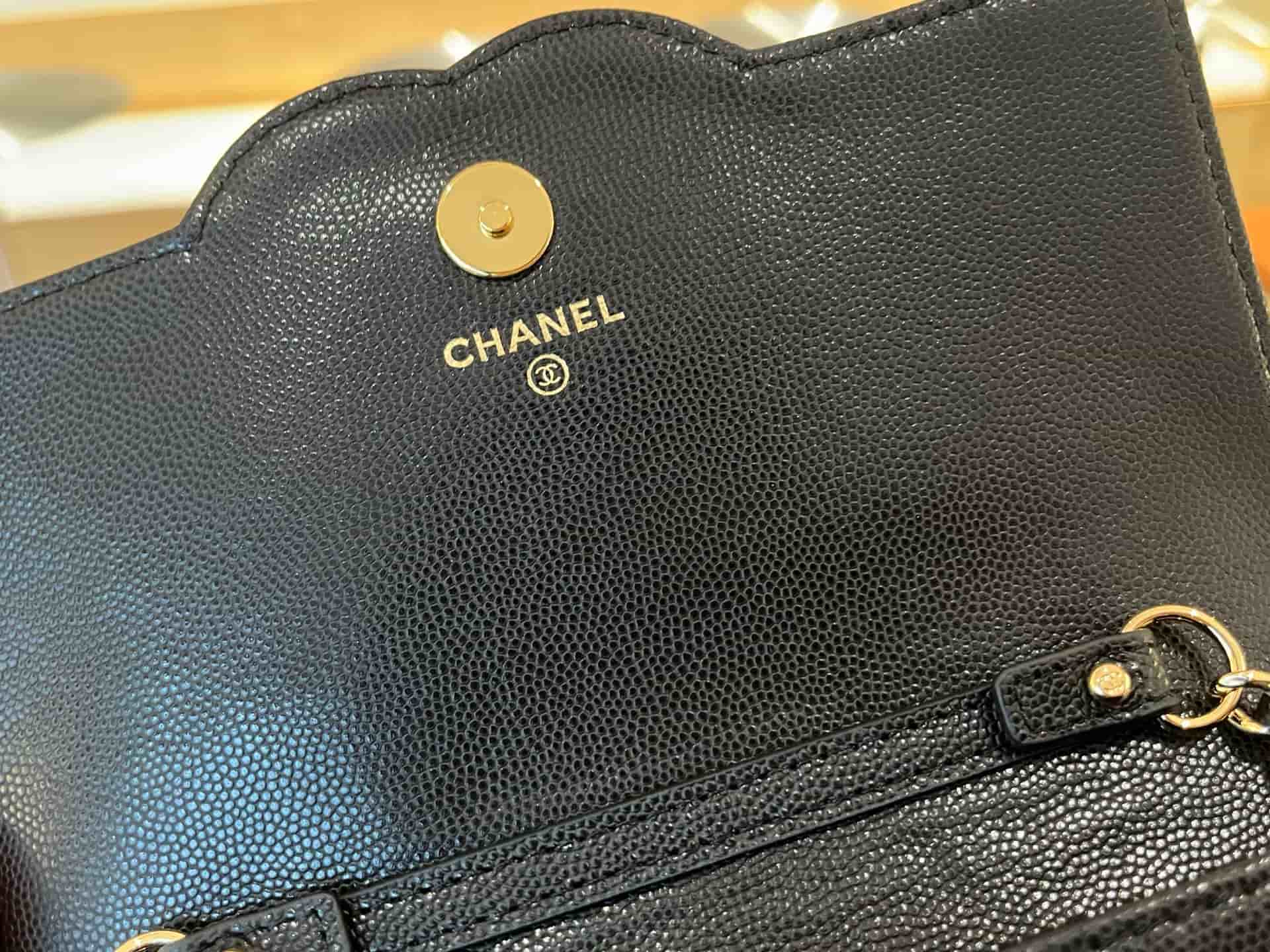 Chanel Wallet On Chain Grained Calfskin & Gold-tone Metal A96209 A