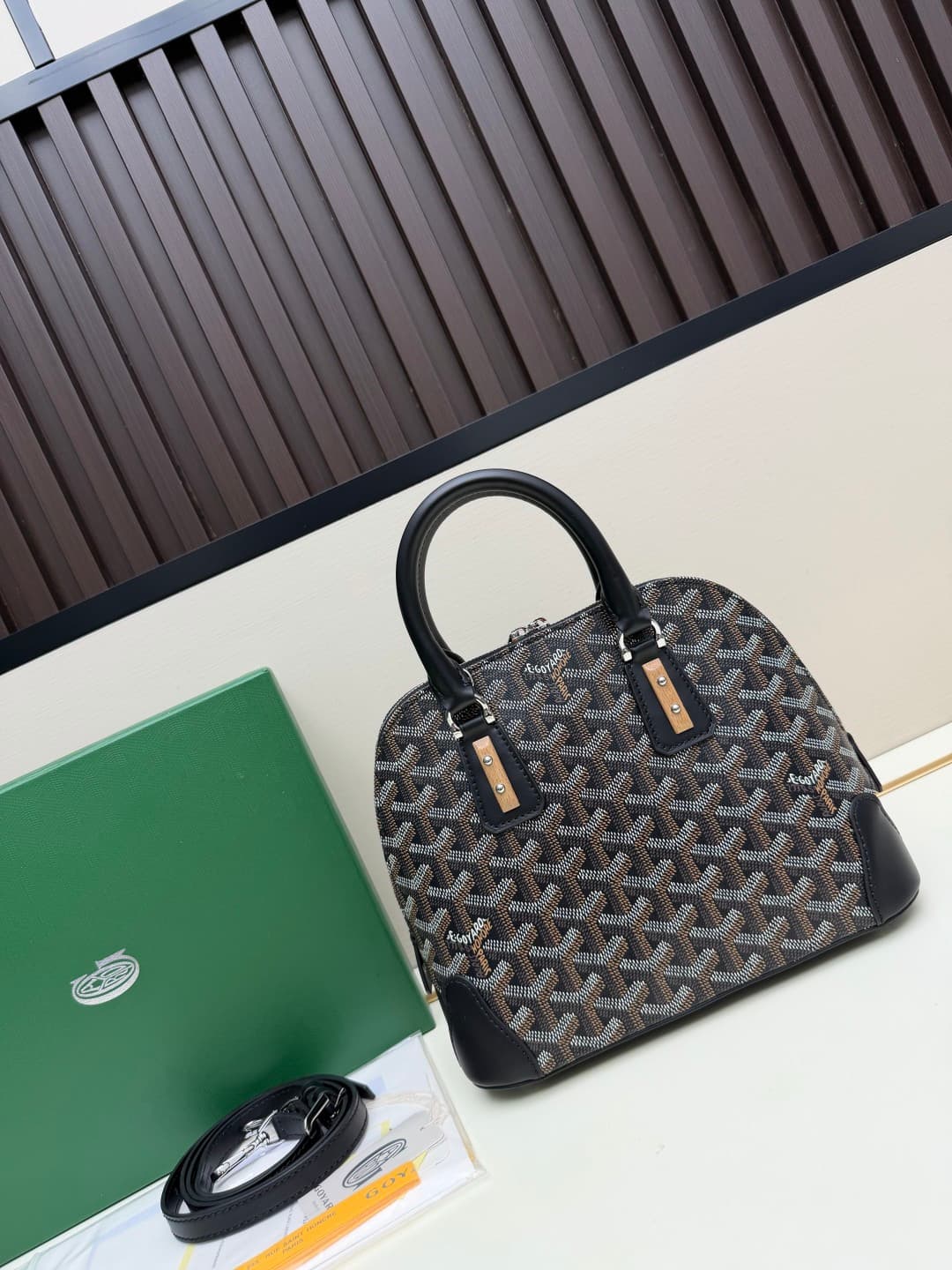 Goyard Vendôme mini bag in Goyardine coated canvas black high