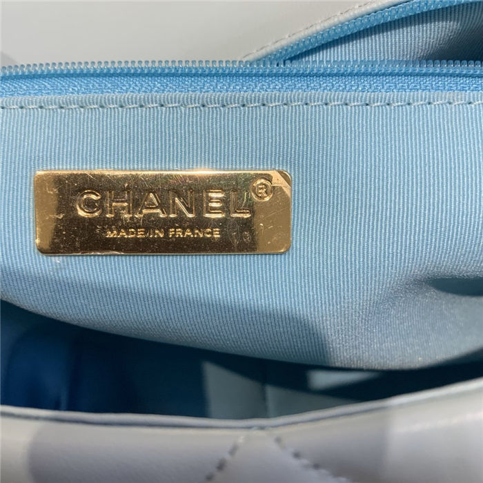 Large Chanel 19 Flap Bag Lambskin Light Blue High
