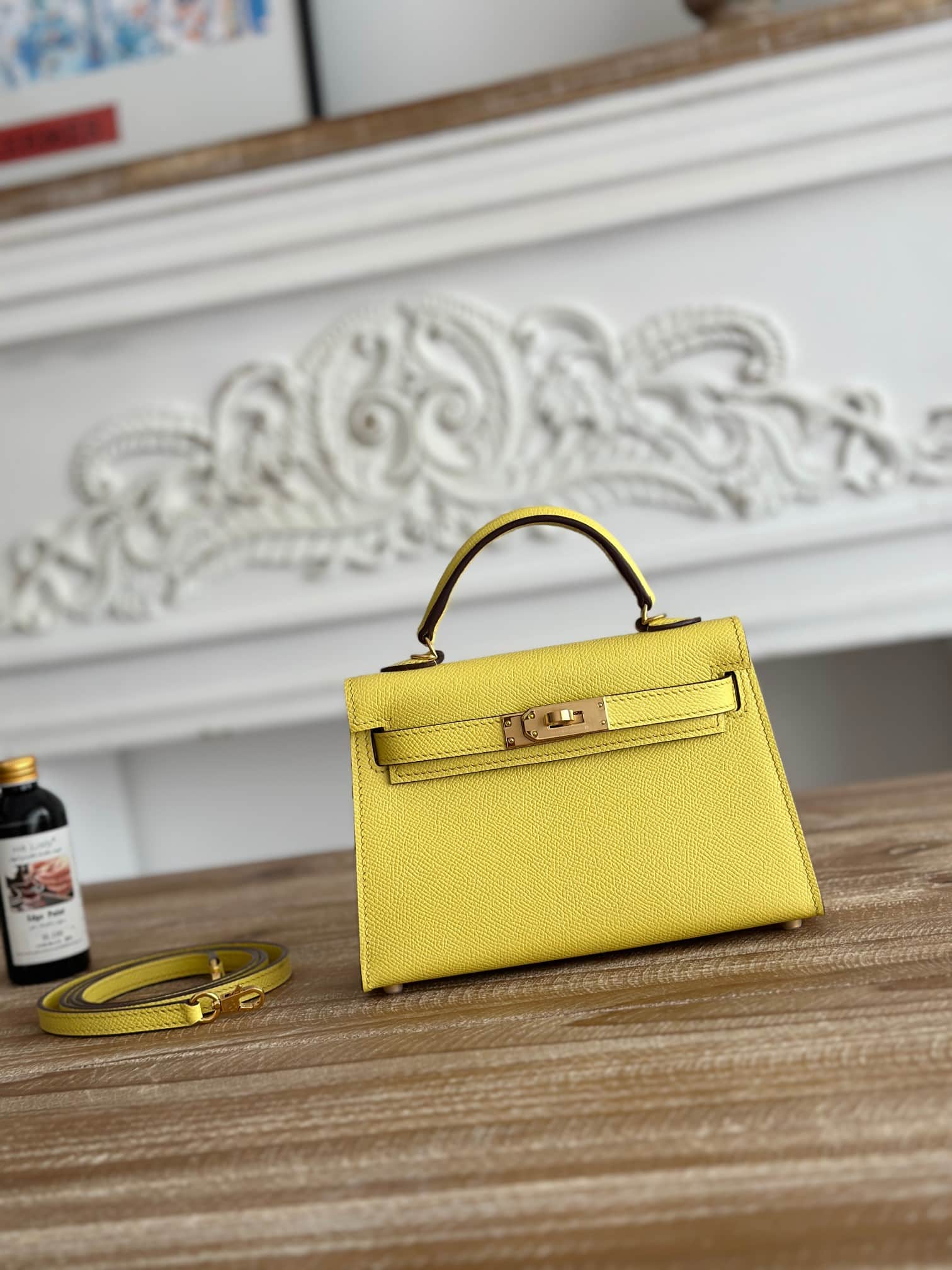 Hermes Kelly Mini II Bag Epsom Leather WAX Lime High