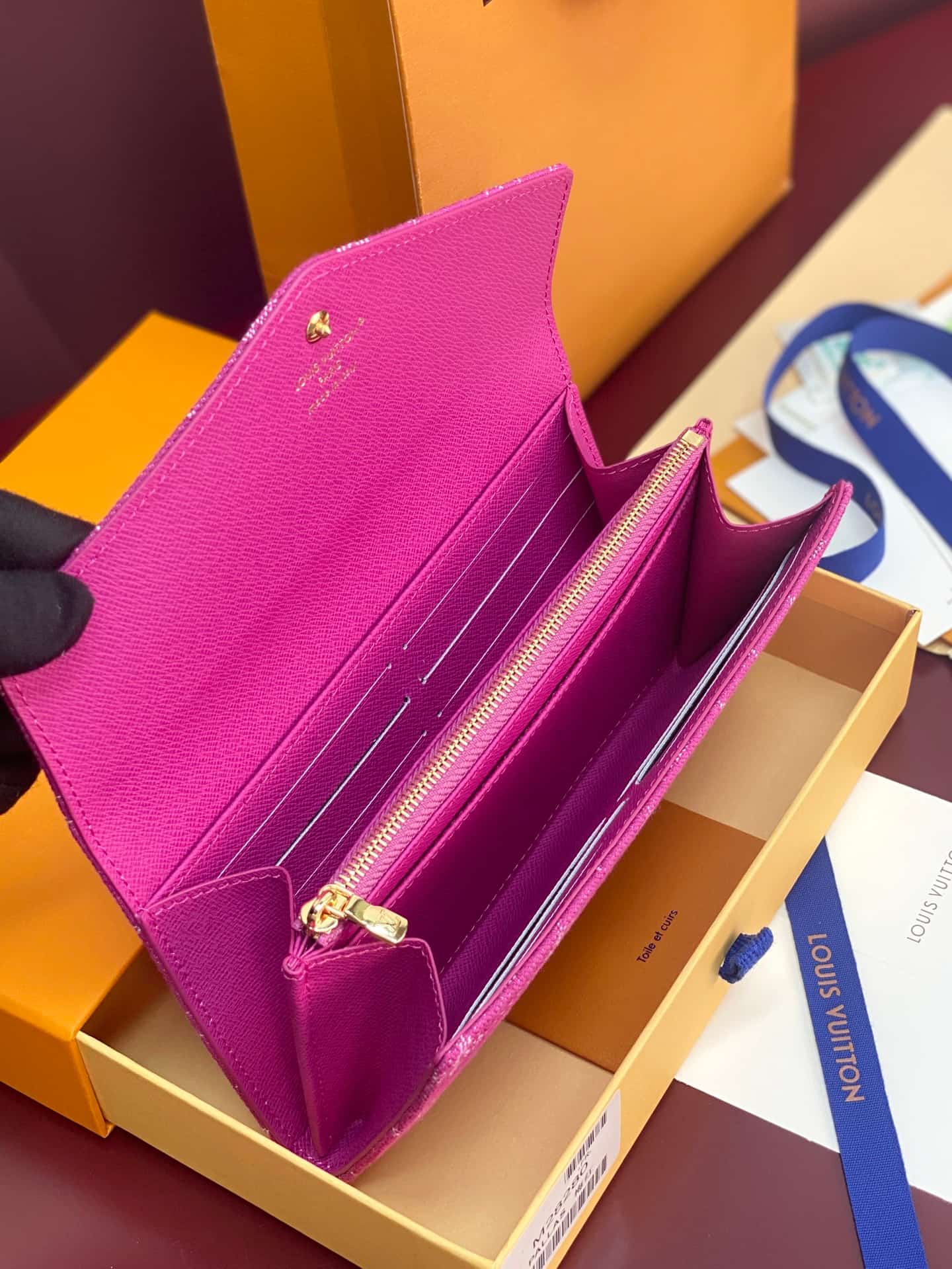 Louis Vuitton Sarah Wallet Fuchsia Denim M28280 High