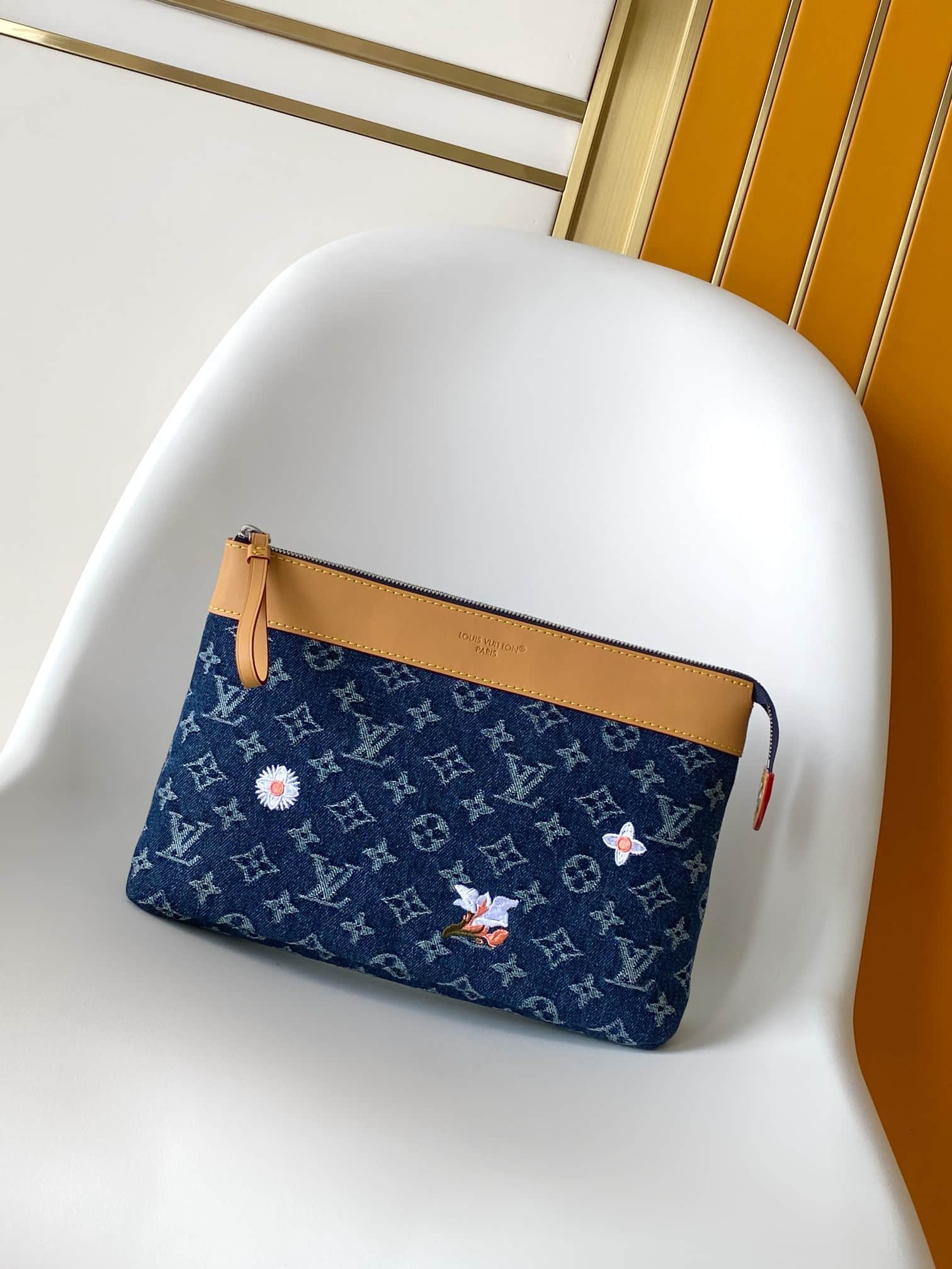 Louis Vuitton Pochette Voyage Souple Blue Monogram Flowers Denim M27559 High