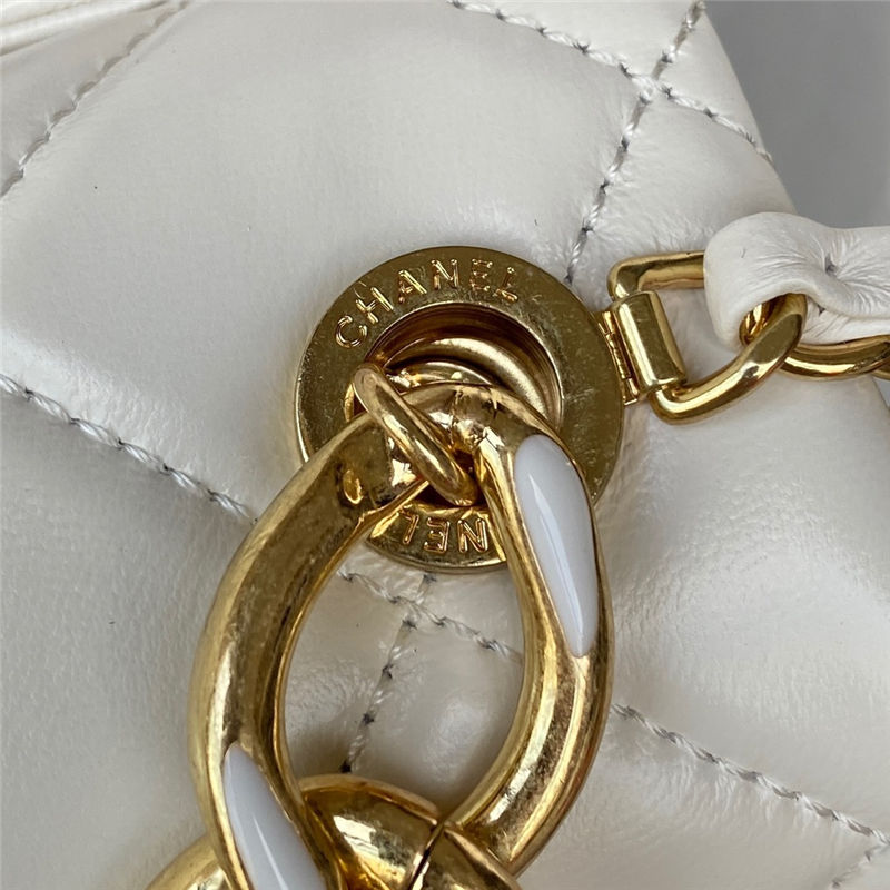Mini Flap Bag AS3366 Lambskin & Gold-Tone Metal White A
