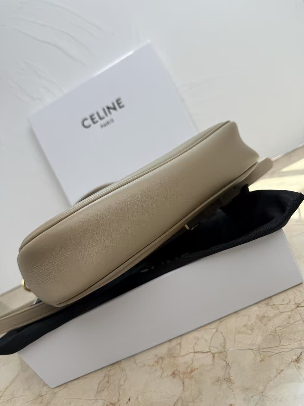 Celine SMALL CAMILLE 16 SOFT BAG IN SMOOTH CALFSKIN SMOKED BROWN High