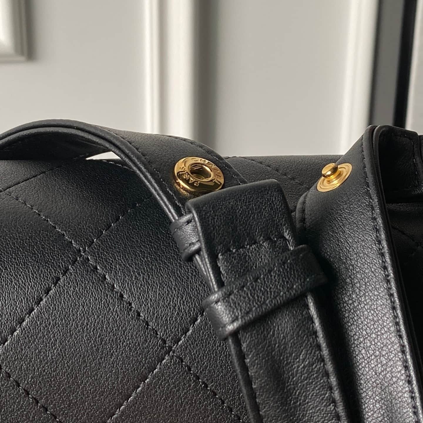 Chanel Flap Bag Calfskin Leather & Gold-Tone Metal Black AS5907 A