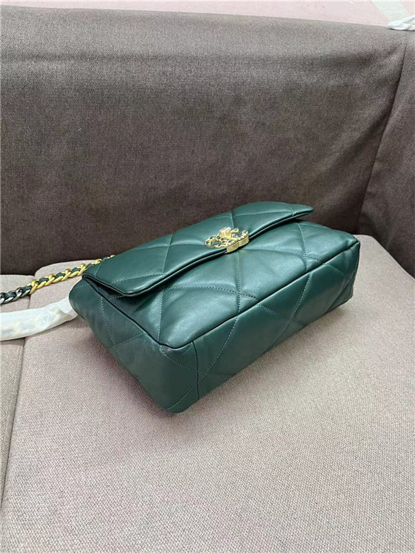Large Chanel 19 Flap Bag Lambskin Ocean Blue High