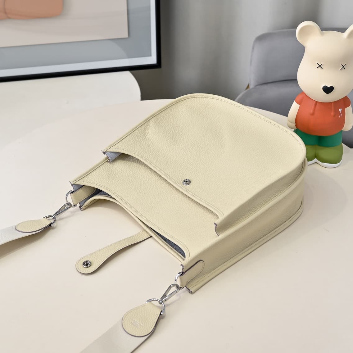 Hermes Evelyne III PM Bag Clemence Leather In Cream High