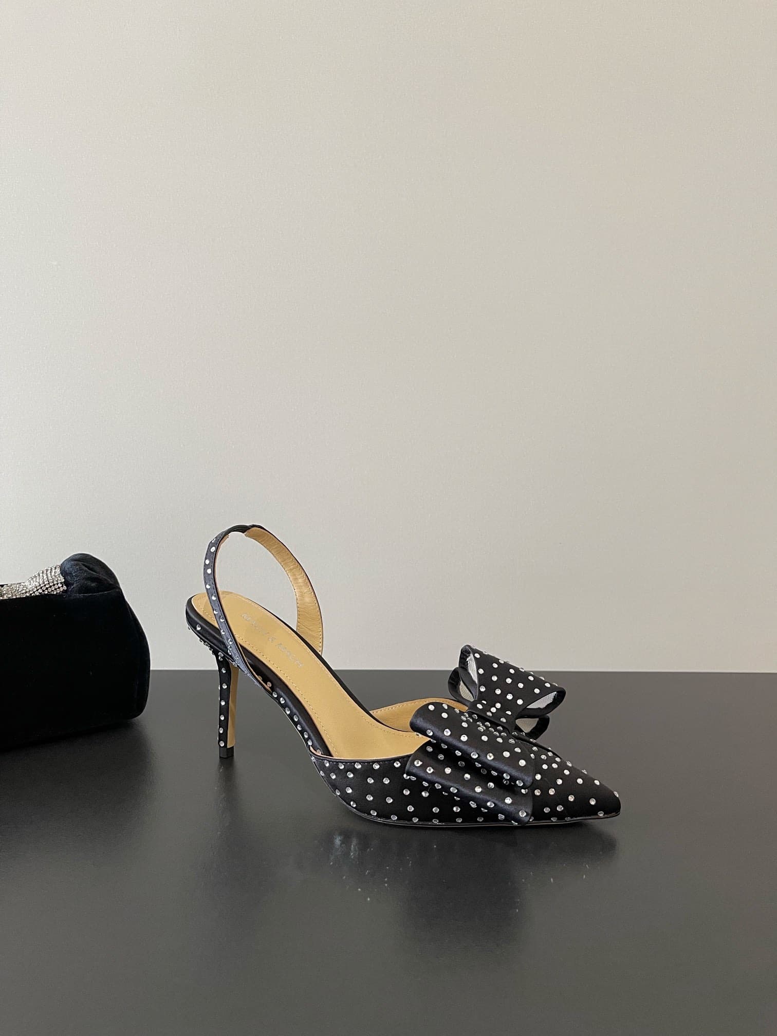 Mach Mach Le Cadeau Bow Crystal Pointed Toe Slingback Shoes Women