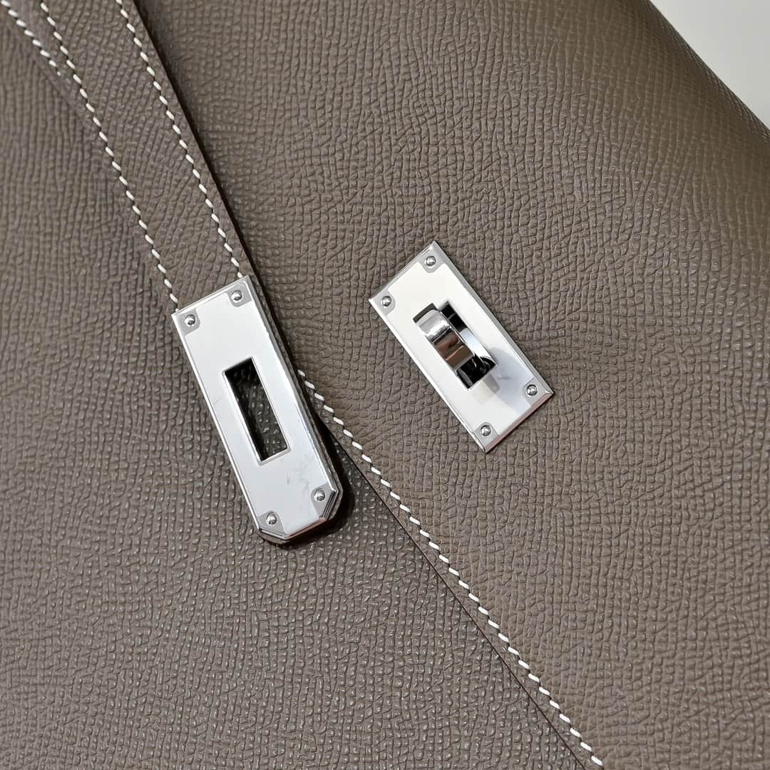 Hermes Kelly depeches Epsom 36 briefcase In gris étaIn Silver Metal CalfskIn WAX High