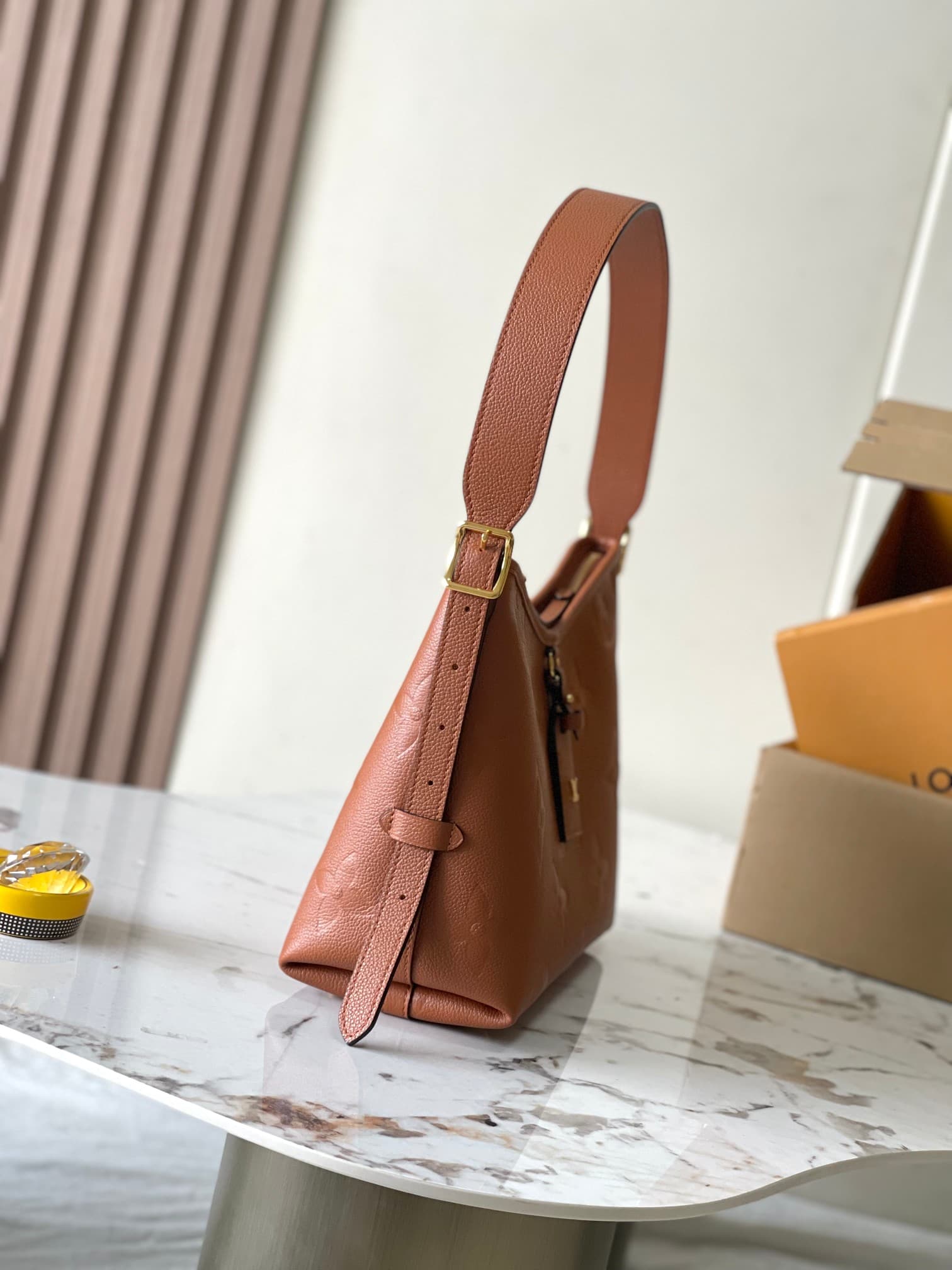 Louis Vuitton CarryAll PM Cognac Brown Embossed grained cowhide leather M11790 TOP