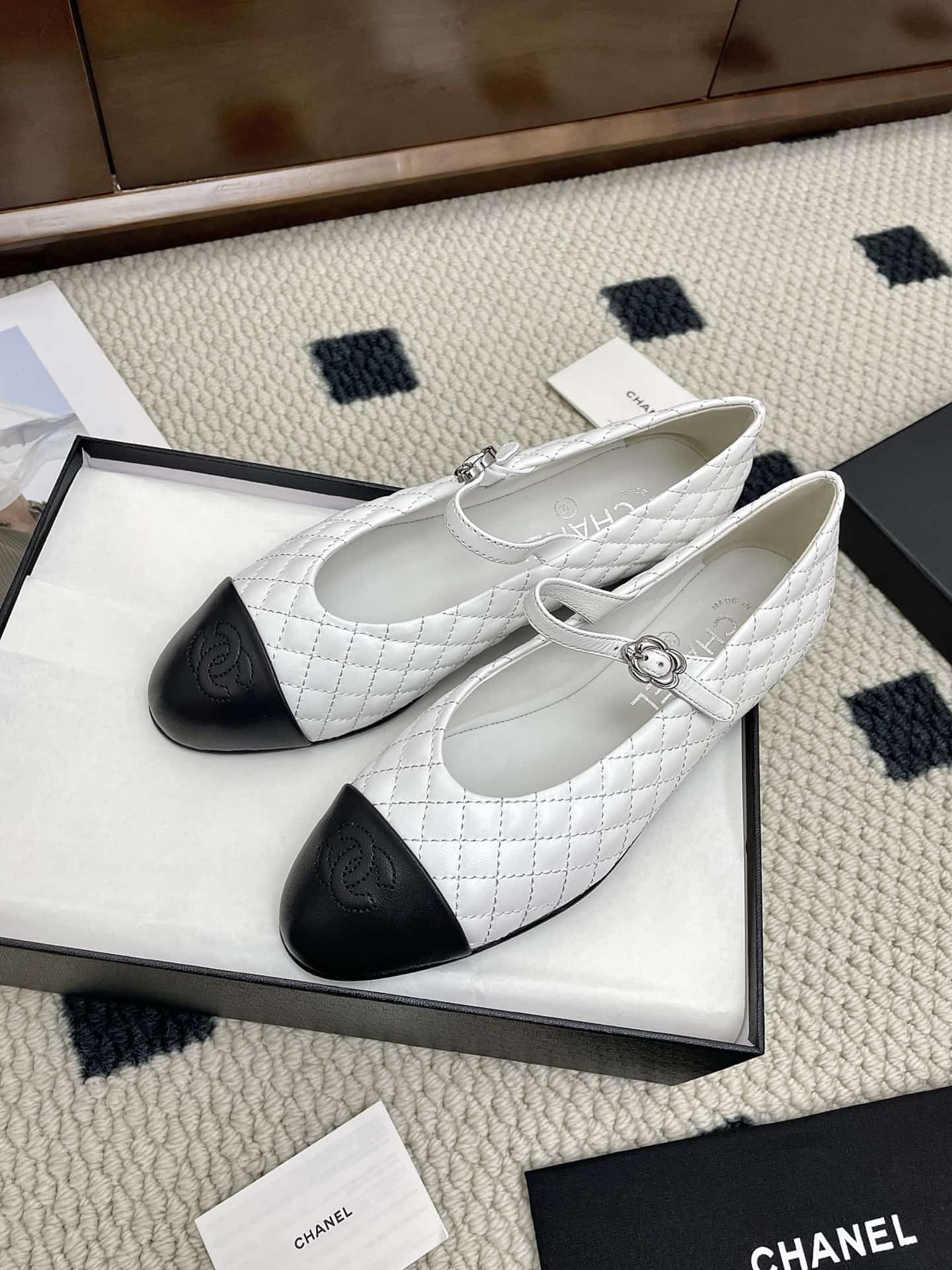 Chanel Lambskin Quilted Mary Jane Flats shoes Women