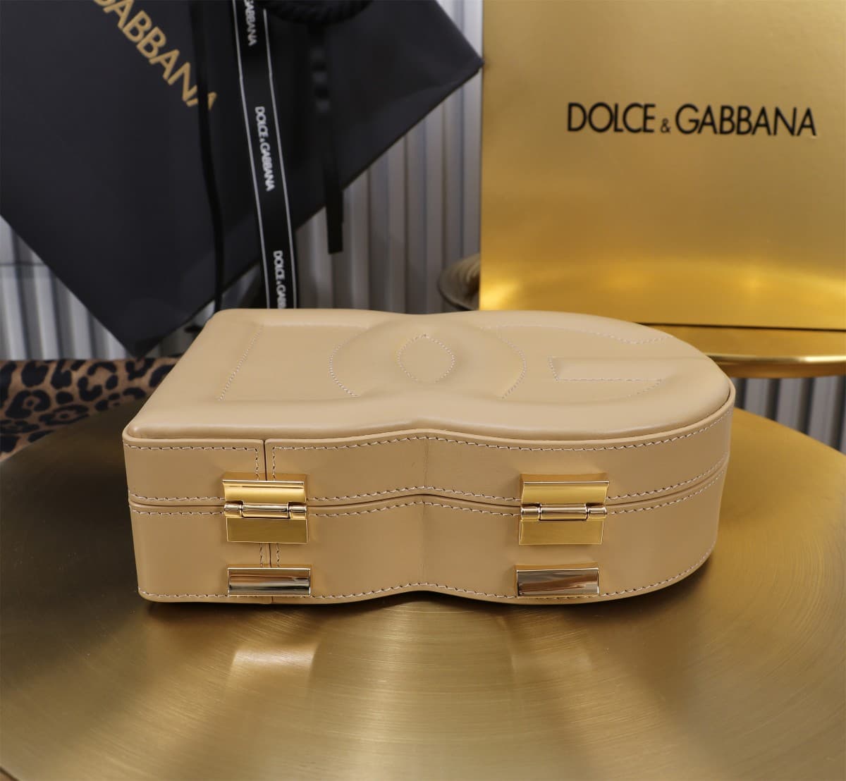 Dolce & Gabbana beige leather DG Logo handbag high