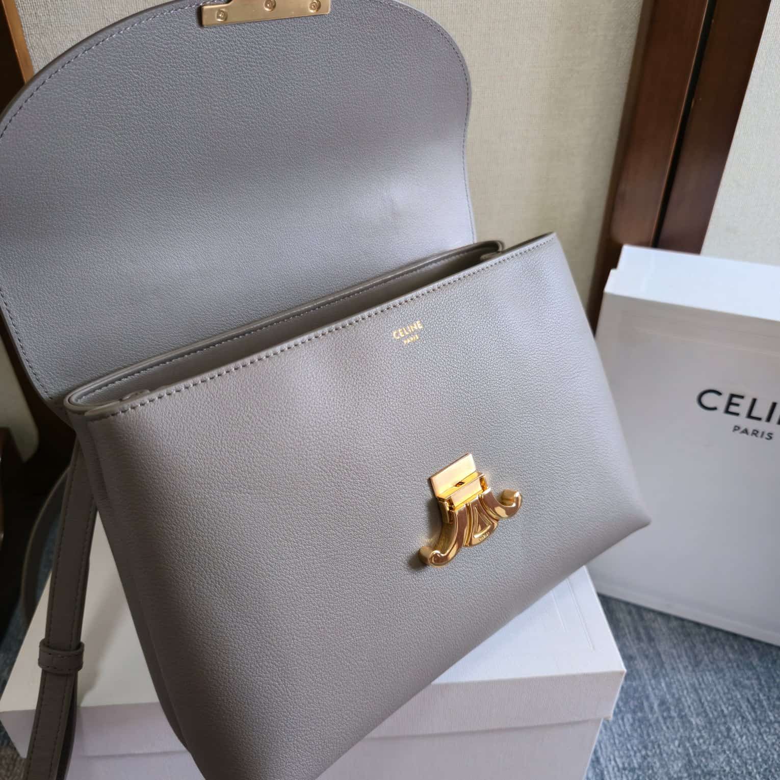 Celine Small Nino bag in Grey Supple Calfskin High