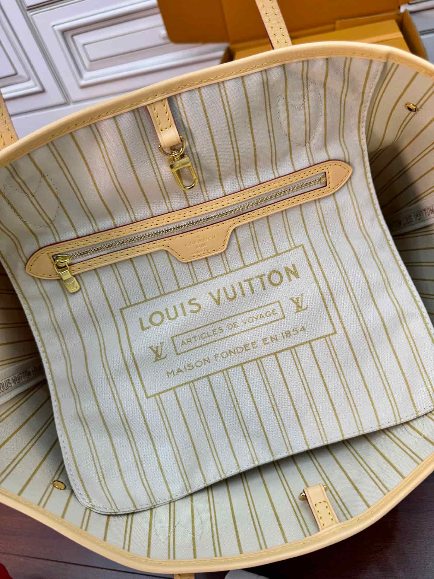 Louis Vuitton Neverfull MM Rose Beige Damier Azur coated canvas N40604 TOP