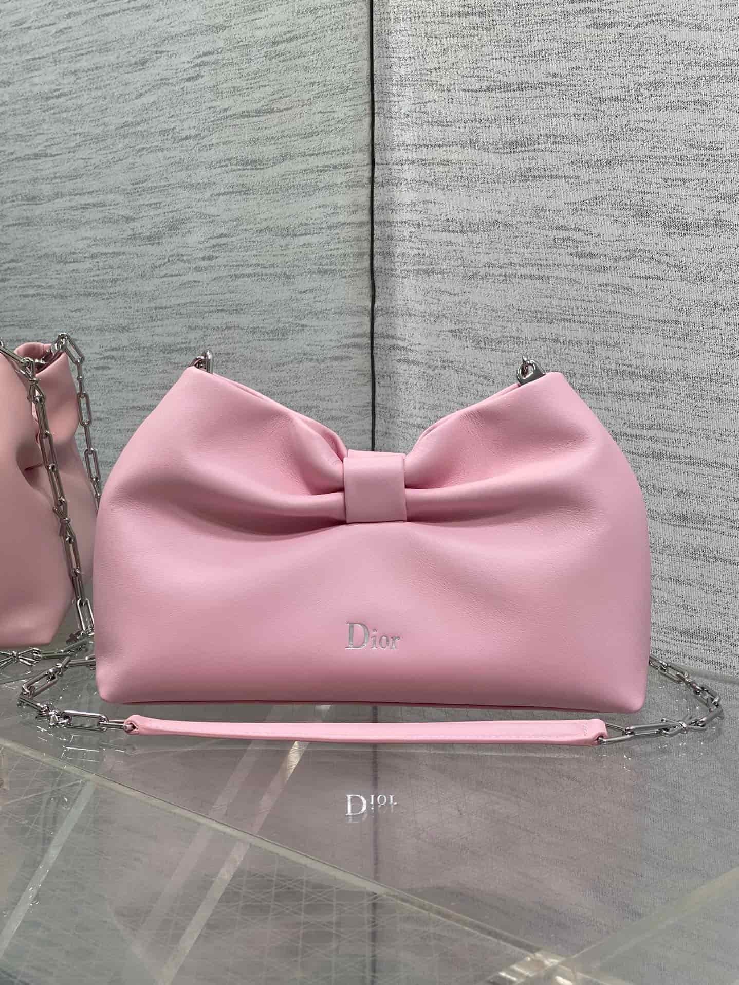 Small Dior Bow Bag Rose Songe Leather High