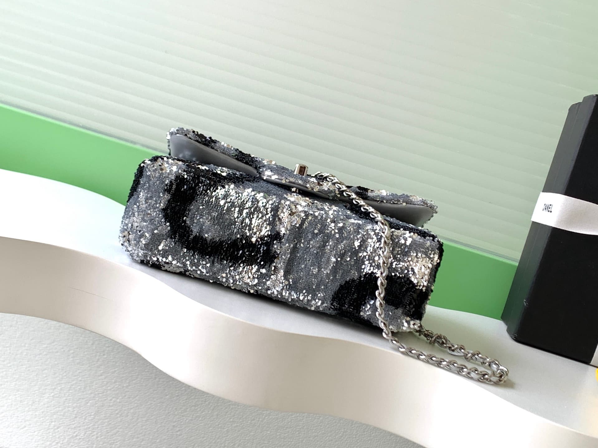 Chanel Flap Bag Sequins & Silver-Tone Metal AS4561  A