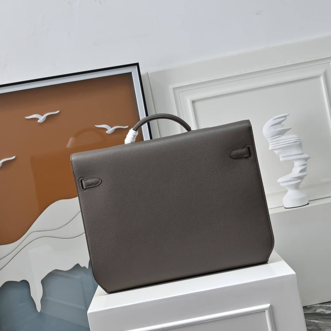Hermes Kelly depeches Togo 36 briefcase In Grey CalfskIn WAX High