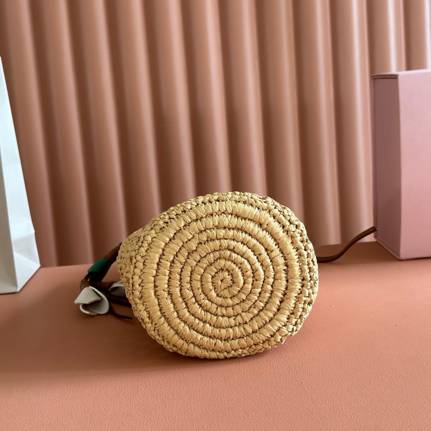 Miu Miu Raffia Crochet Drawstring Pouch 5BE104 TOP