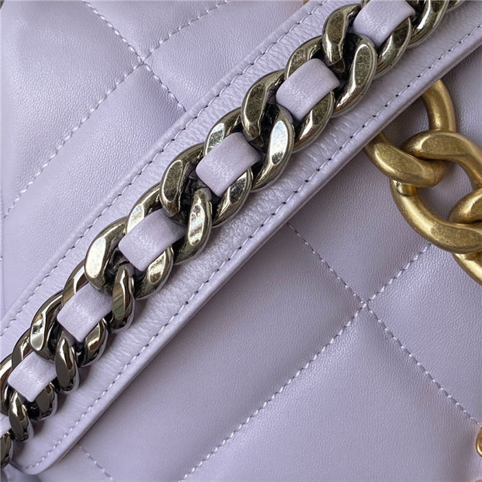 Large Chanel 19 Flap Bag Lambskin Lilac High