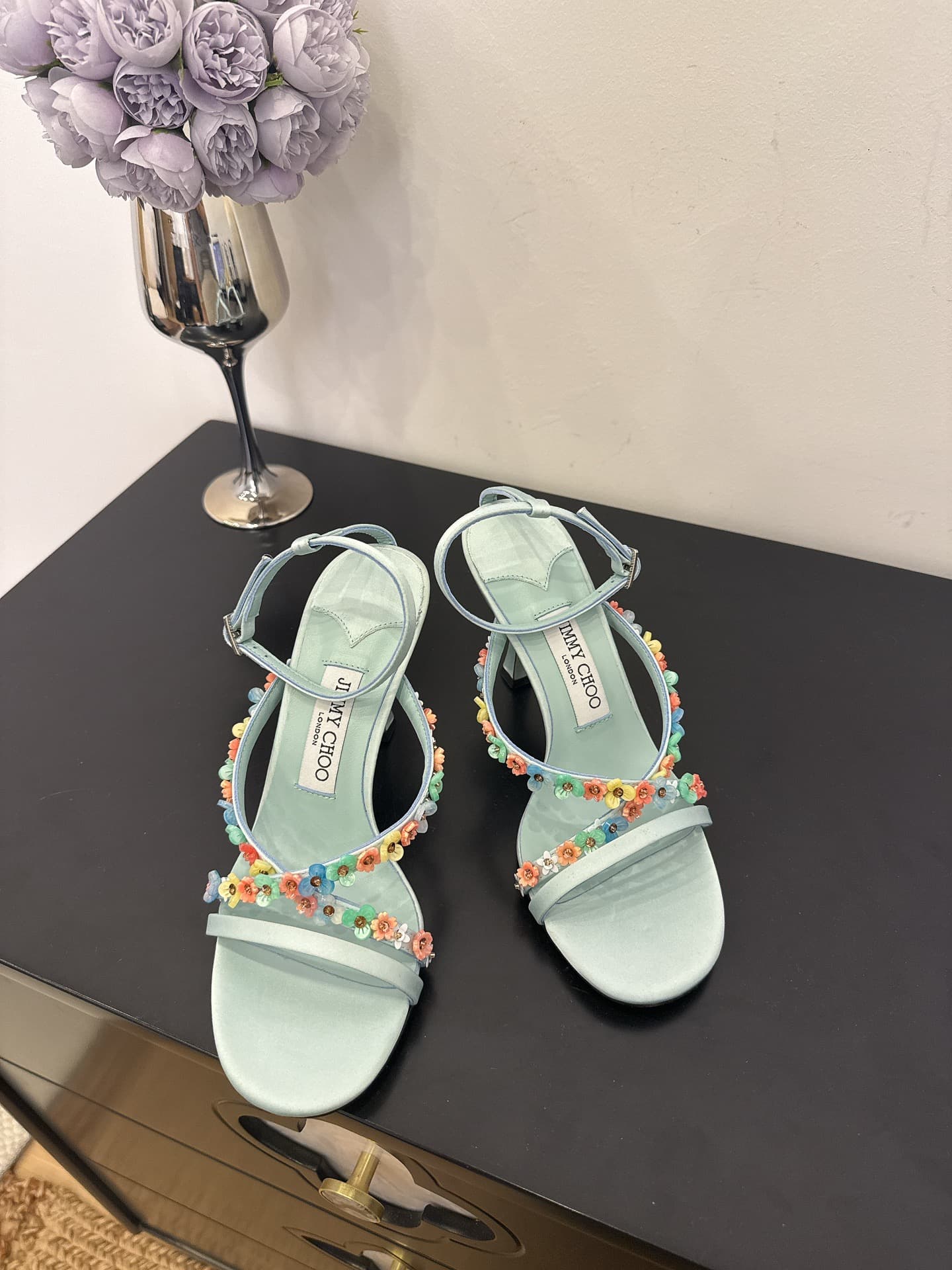 Jimmy Choo Blanche 90 embellished satin sandals Shoes Women