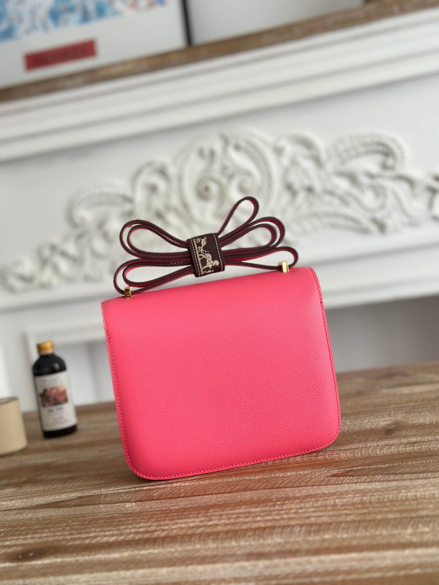 Hermes Mini Constance 18/24cm Epsom Bag Rose eLipstick WAX  High