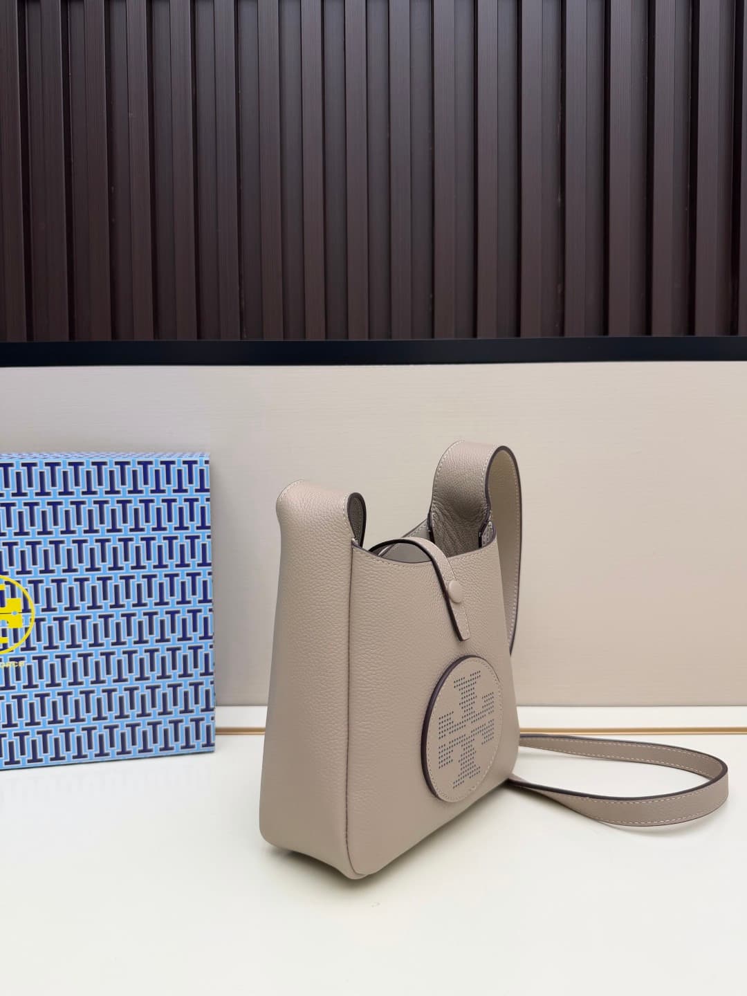 Tory Burch Miller Swing Crossbody bag Grey Pebbled leather High