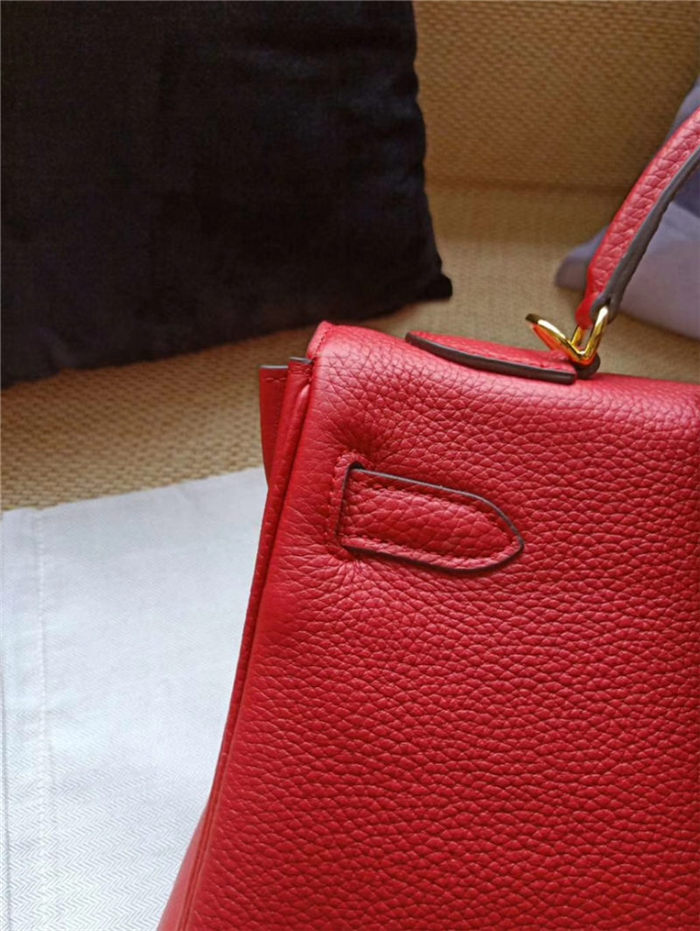 Hermes Kelly 25/28 Retourne Bag Calfskin In Red High