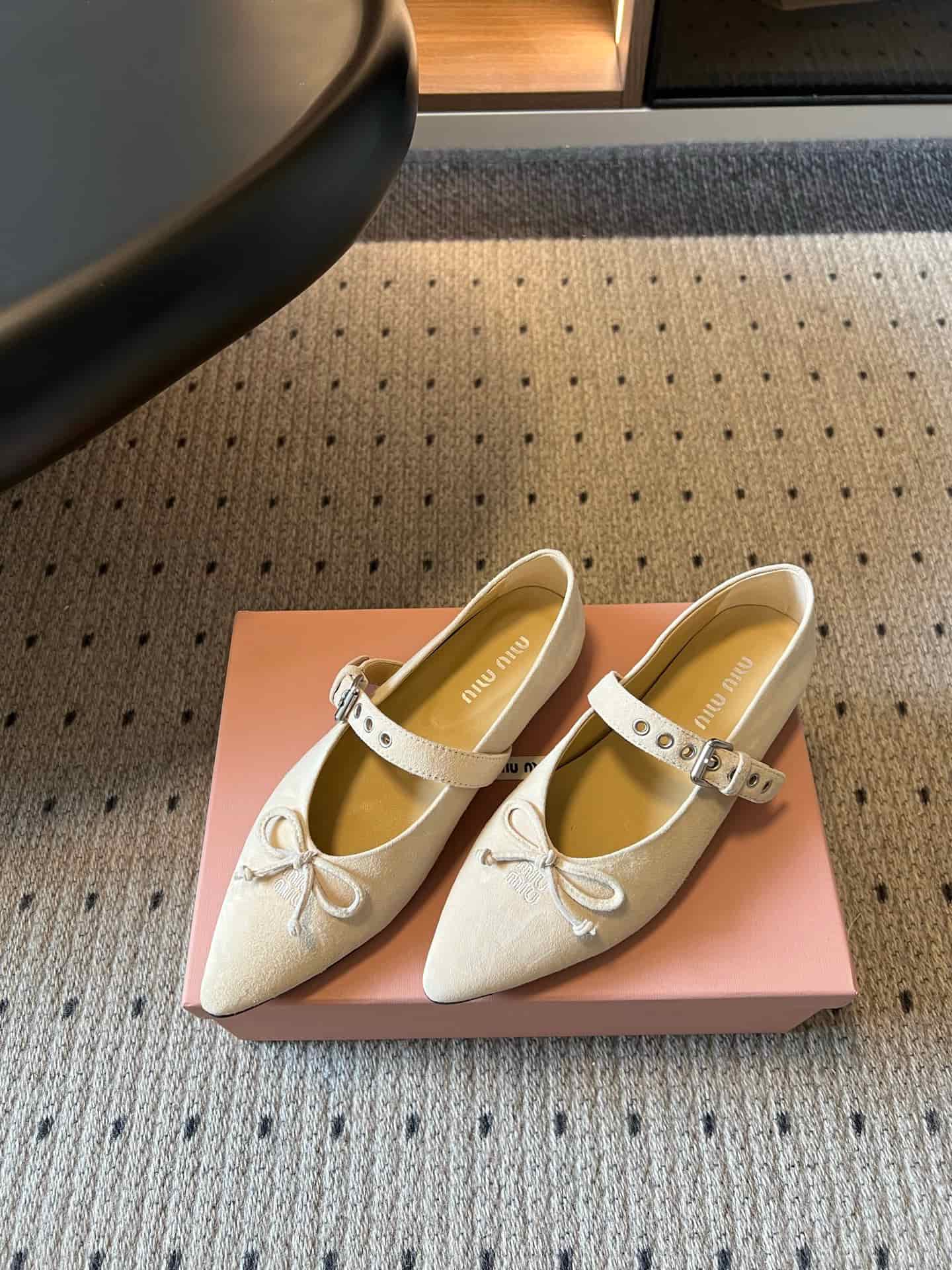 Miu Miu Pointed-toe Suede Ballet Flats