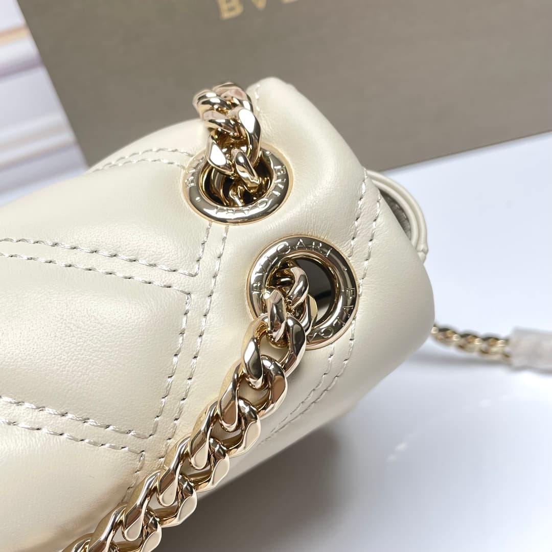 Bulgari Serpenti Cabochon Crossbody Bag in white leather high