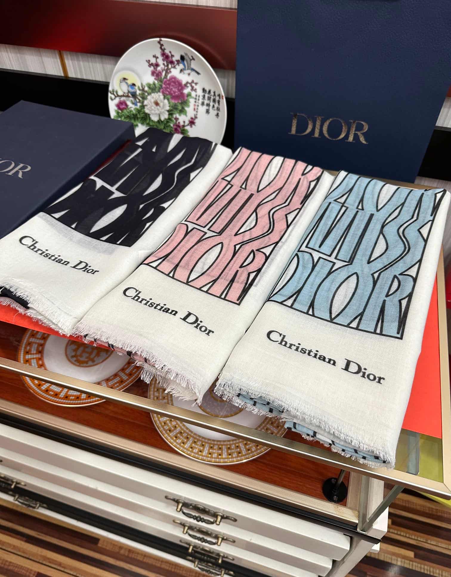 Dior Miss Dior Allover printed silk scarf