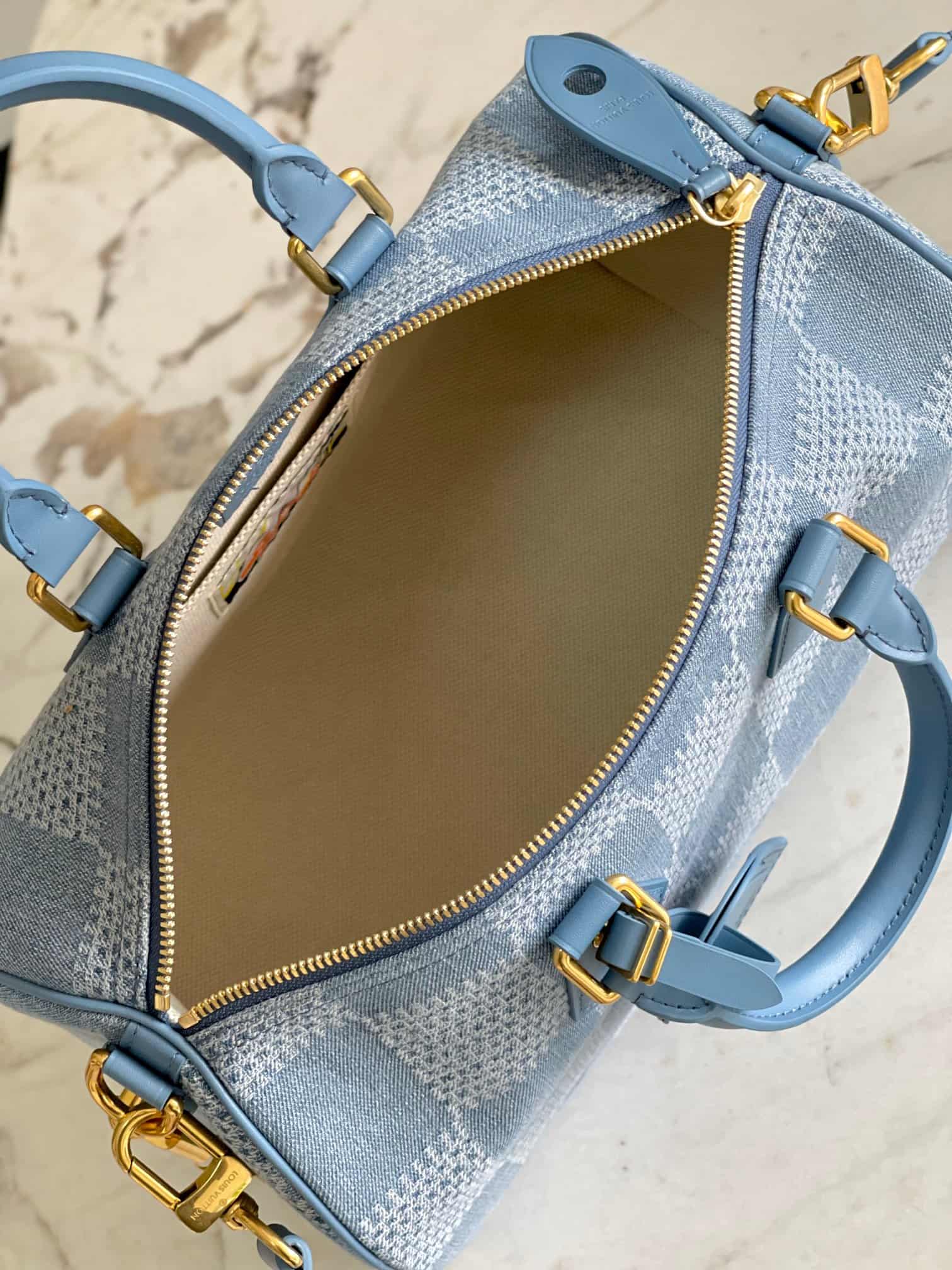 Louis Vuitton Speedy 30 Bandoulière Damier Denim Blue N00203 TOP