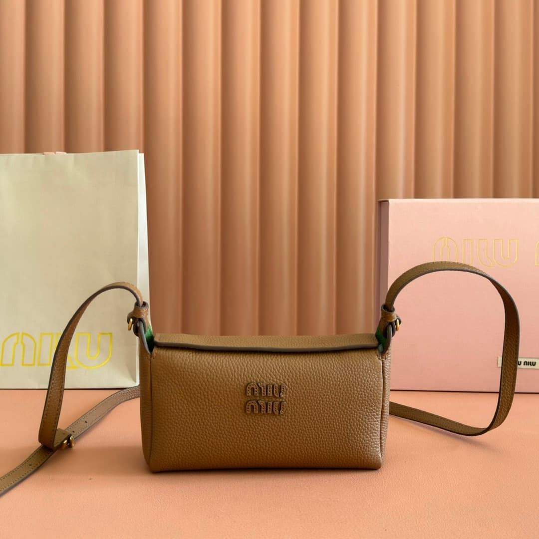 Miu Miu Nappa Calfskin leather pouch Brown 5BE097 TOP