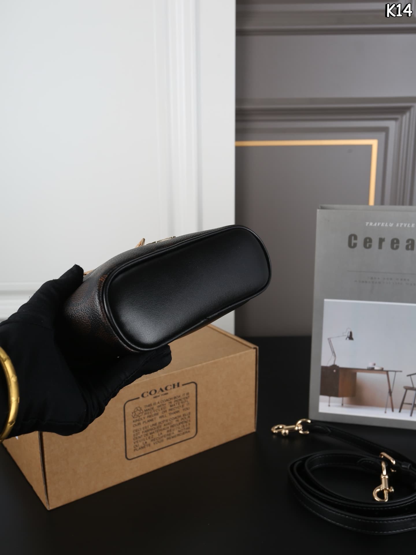Coach Cosmetic Case In Signature Canvas Gold/Walnut/Black High