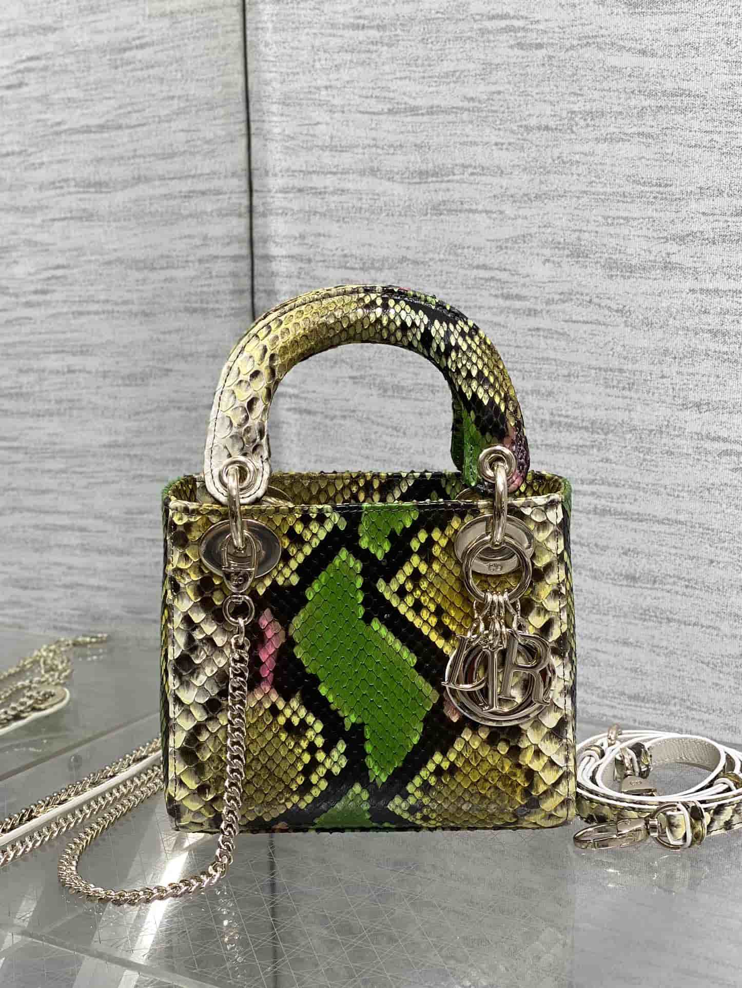 MINI LADY Dior BAG Cannage Python Gold-tone Metal High