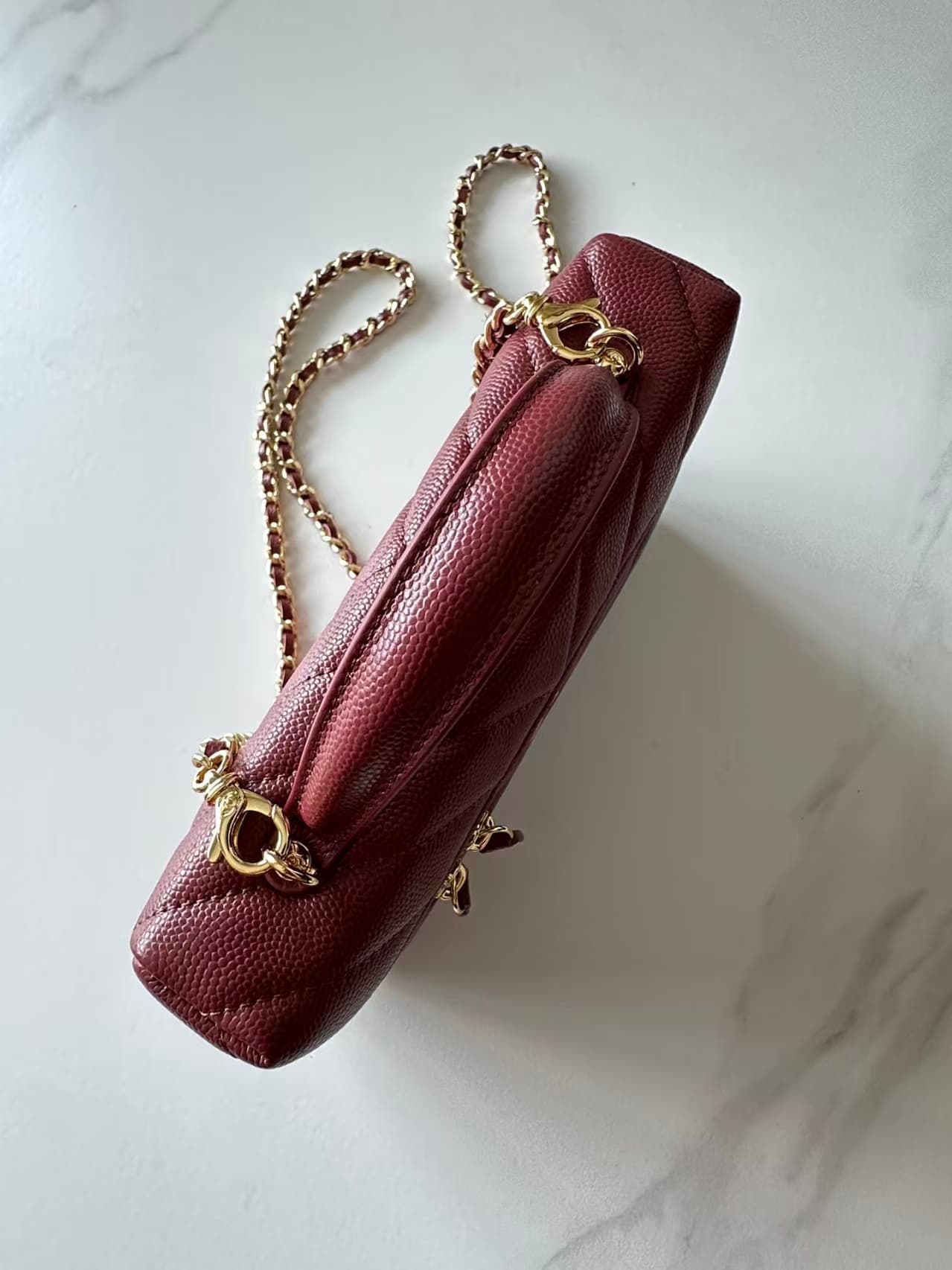 Chanel Vanity with Chain Grained Shiny Calfskin & Gold-Tone Metal Dark Burgundy AP5212 A