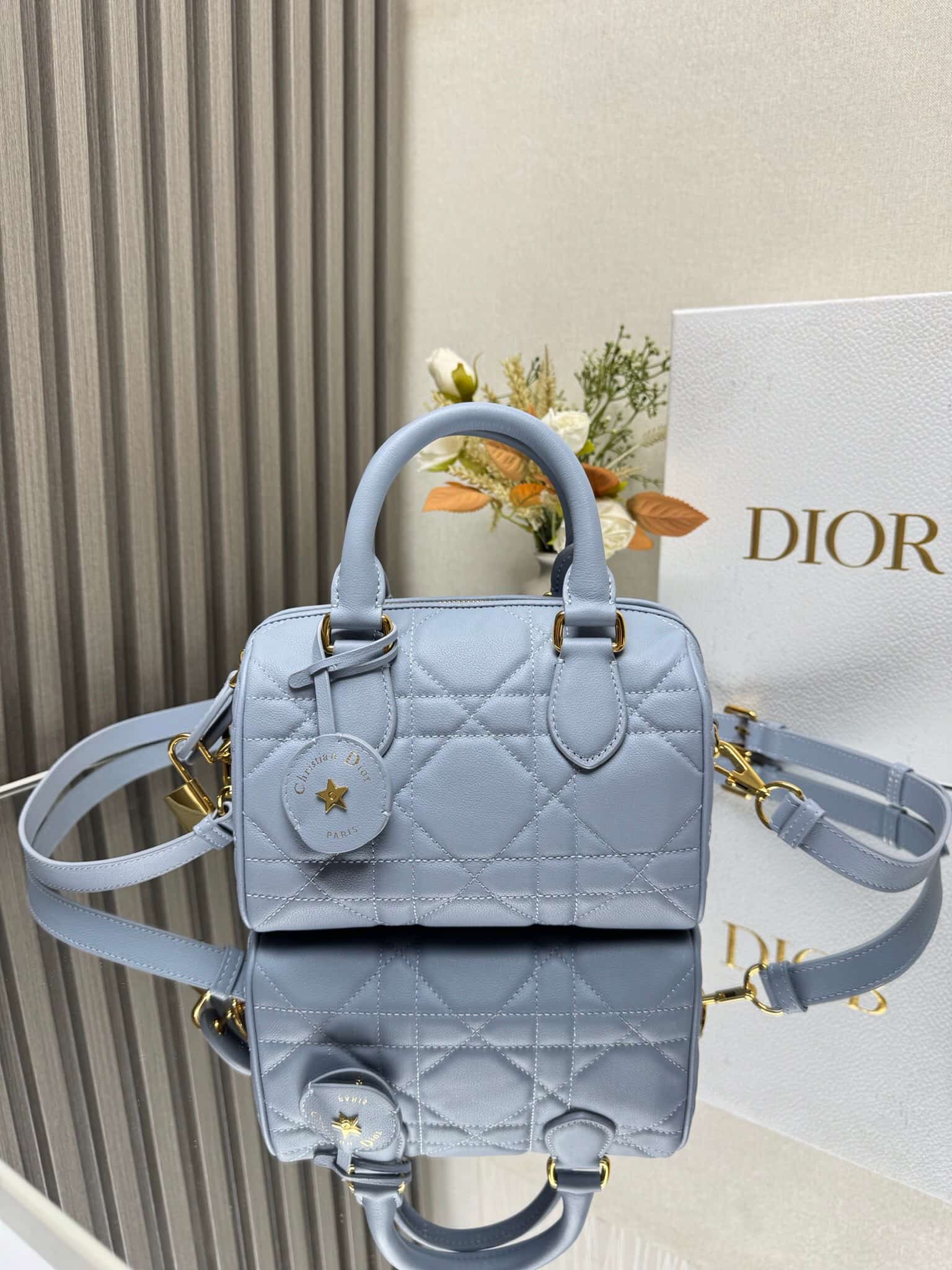 Dior Groove 20 Bag Blue Macrocannage Calfskin High