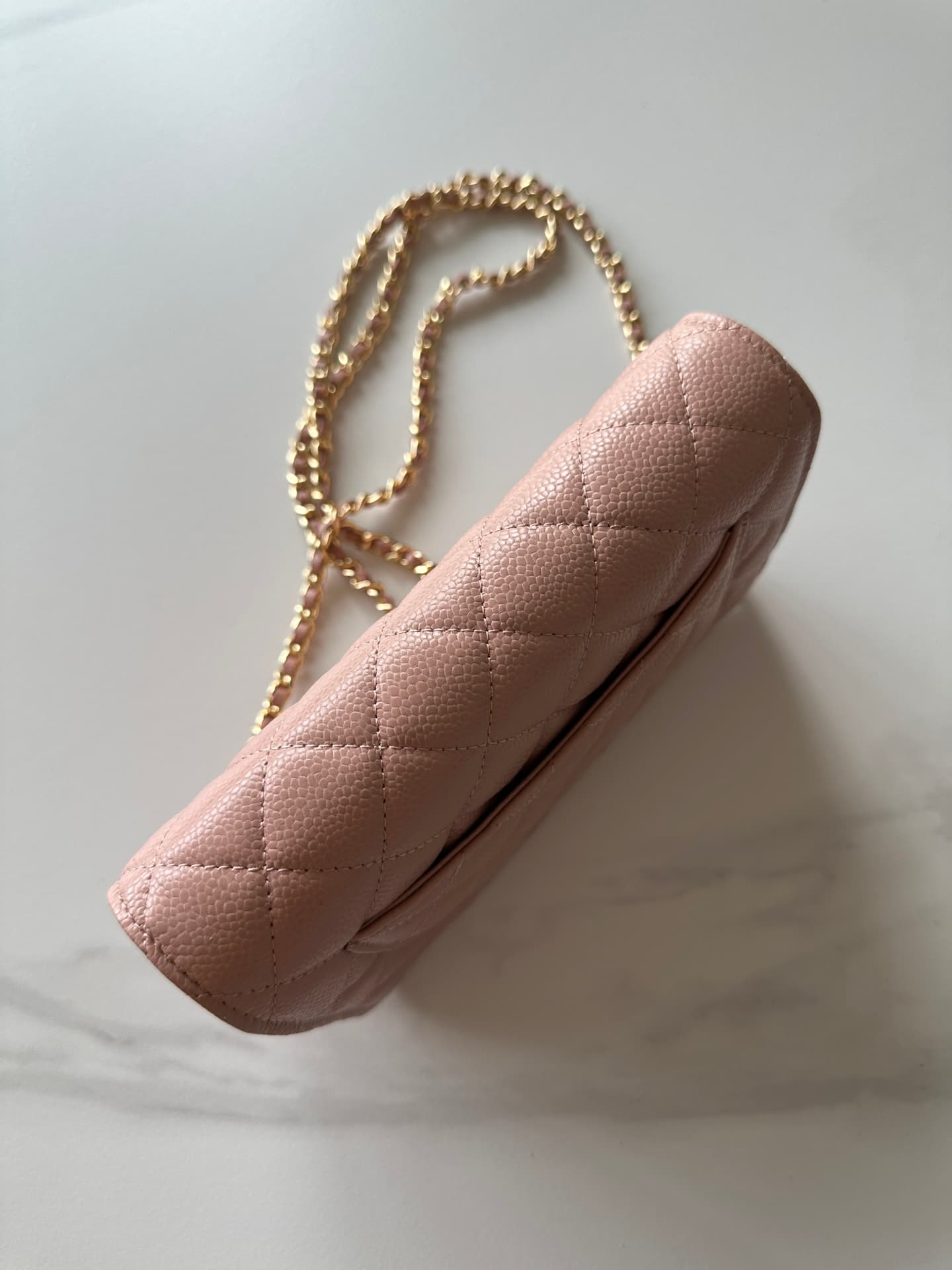 Chanel Classic Wallet on Chain Grained Shiny Calfskin & Gold-Tone Metal AP4241 Light Pink High