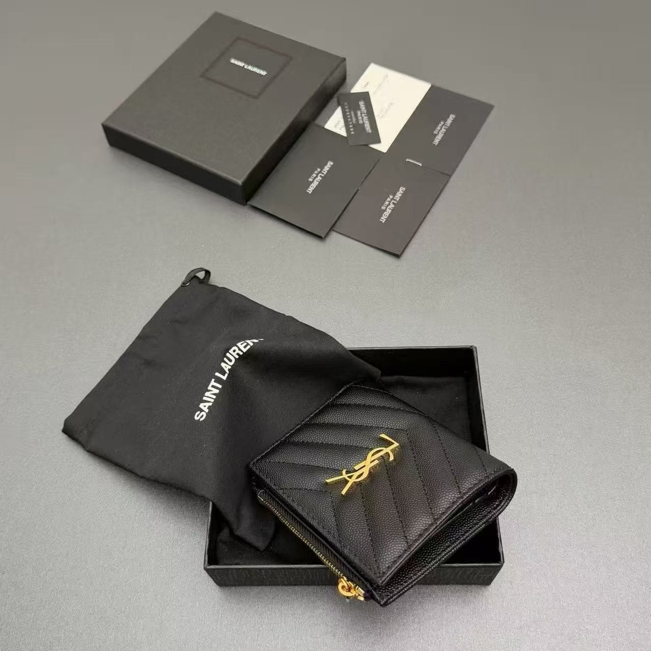 MONOGRAM ZIPPED CARD CASE IN GRAIN DE POUDRE EMBOSSED LEATHER High