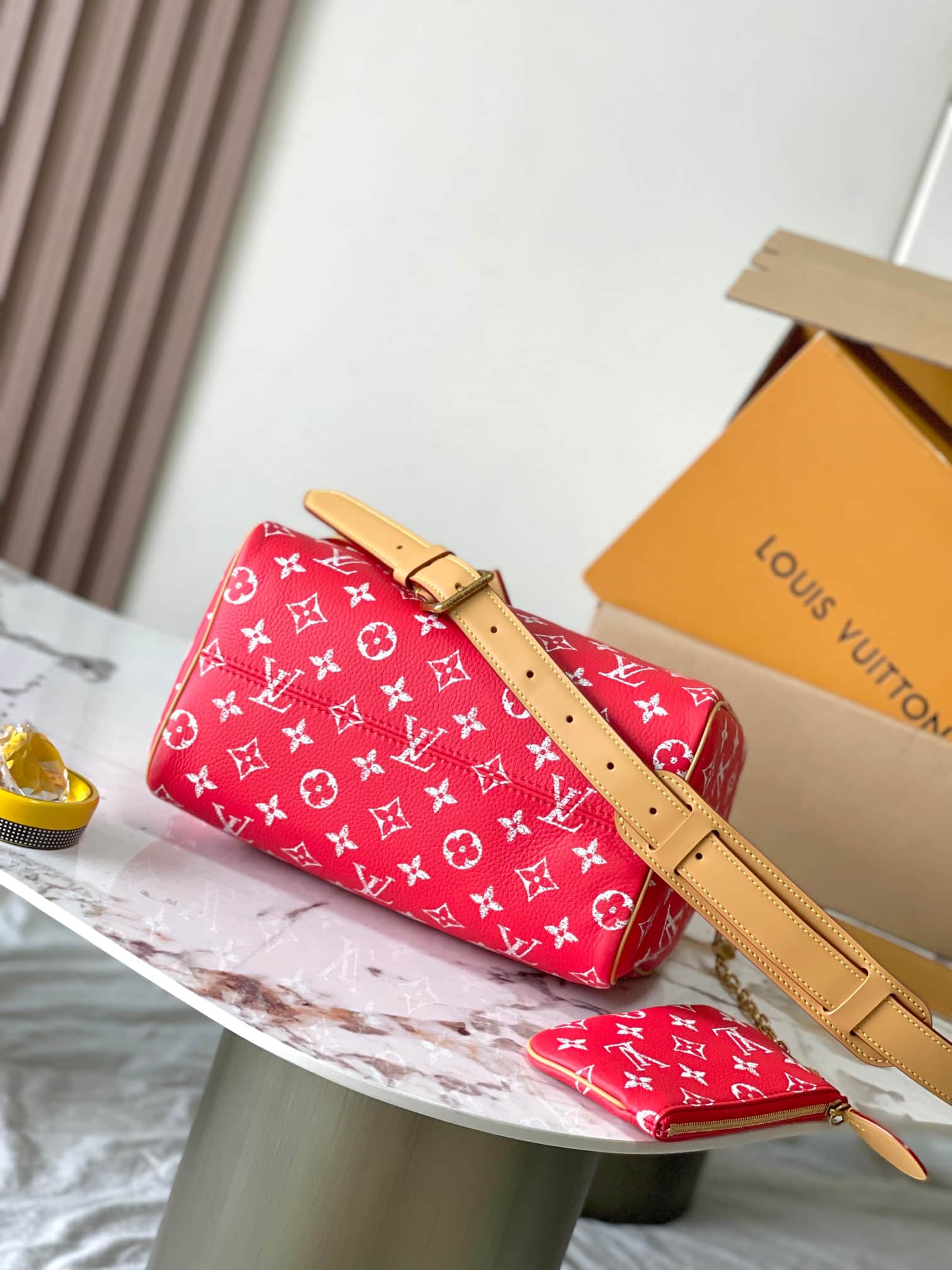 Louis Vuitton Speedy P9 Bandoulière 25 Soft calfskin Monogram Leather M24425 Red TOP