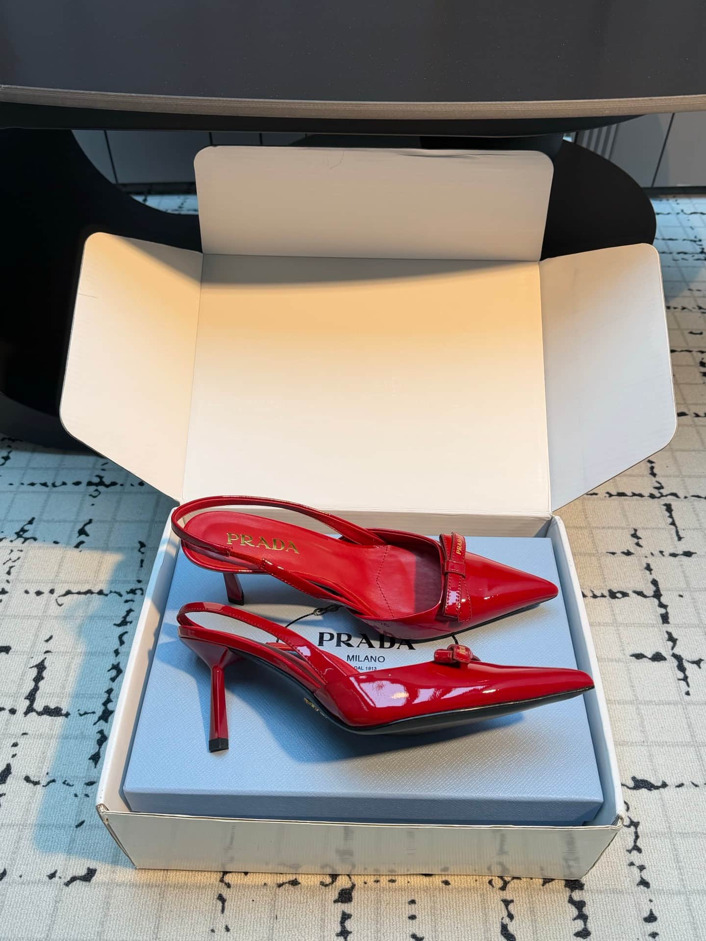 Prada Bow Pointed Toe Slingback Pumps Women