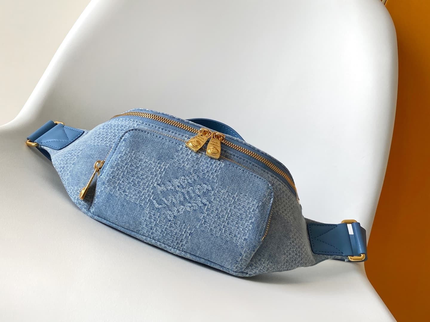 Louis Vuitton Rush Bumbag Denim Blue Damier Denim 3D cotton canvas N00205 High