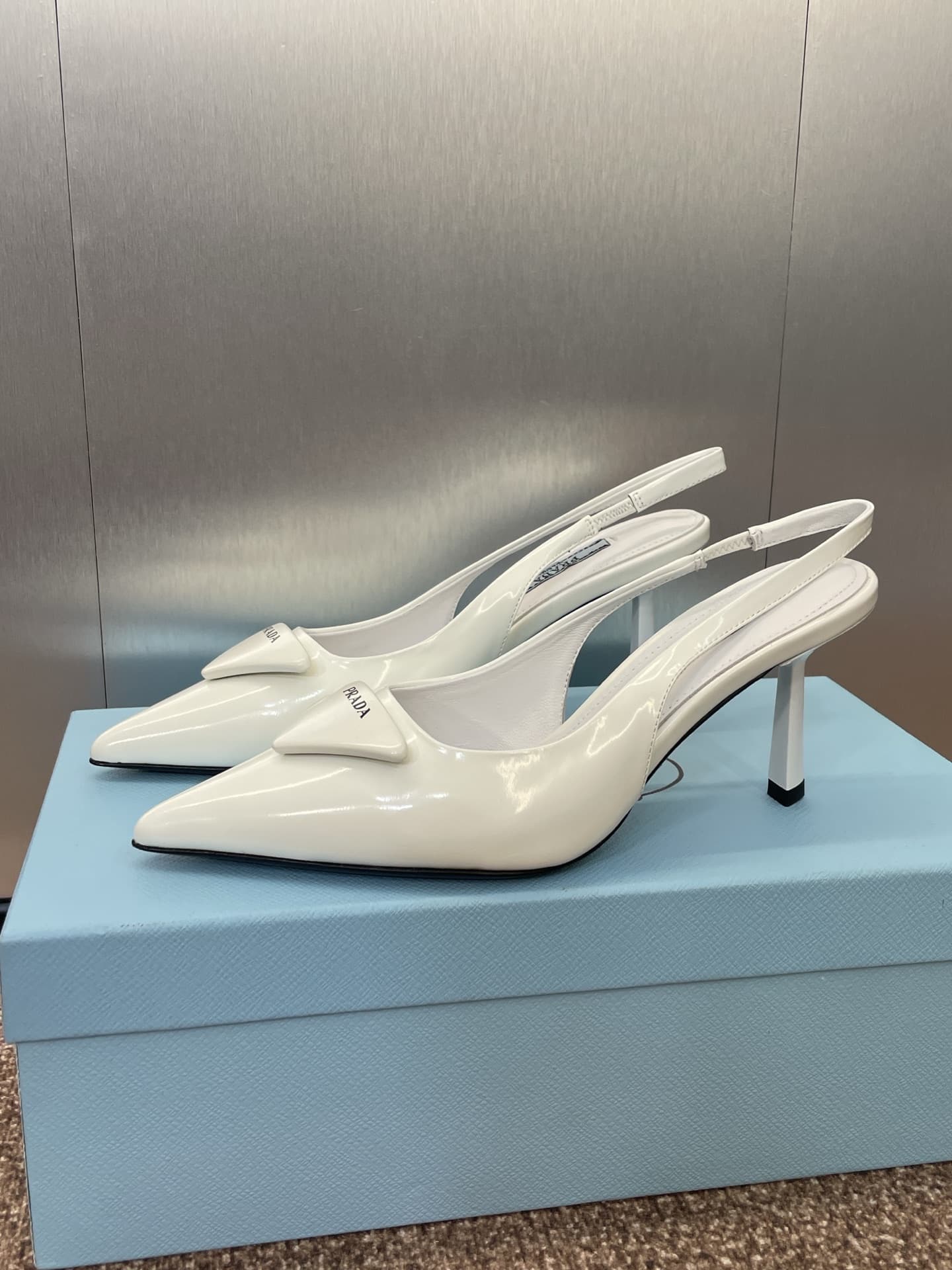 Prada Ivory Patent leather slingback pumps Shoes Women