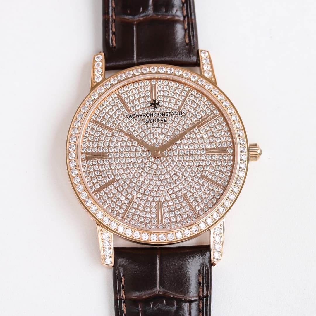 Vacheron Constantin Traditionnelle Watch with Rose Gold  Paved Diamonds TOP