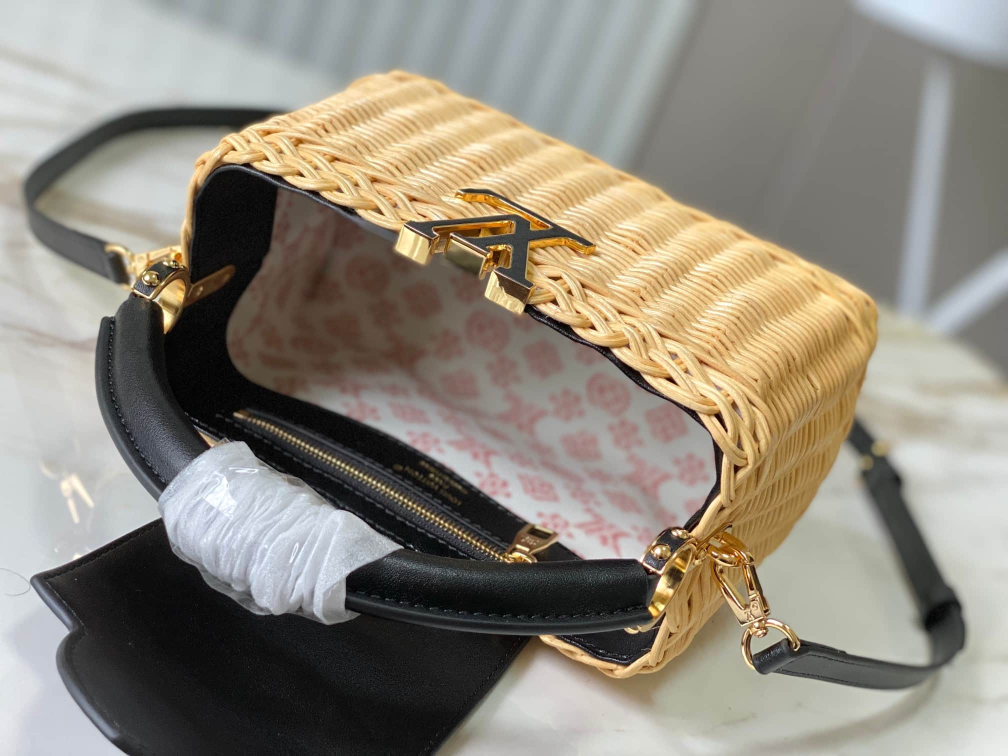 Louis Vuitton Capucines Mini Rattan and cowhide leather M26003 Black Top