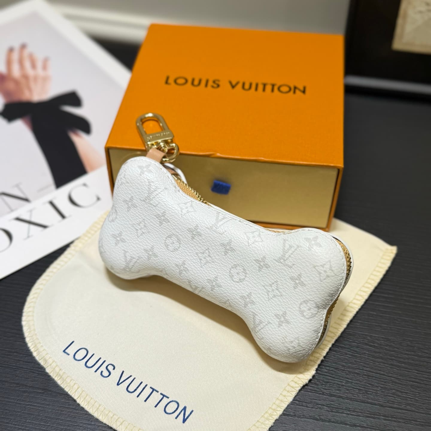 Louis Vuitton Monogram Bone LV Lovers Bag Charm and Key Holder